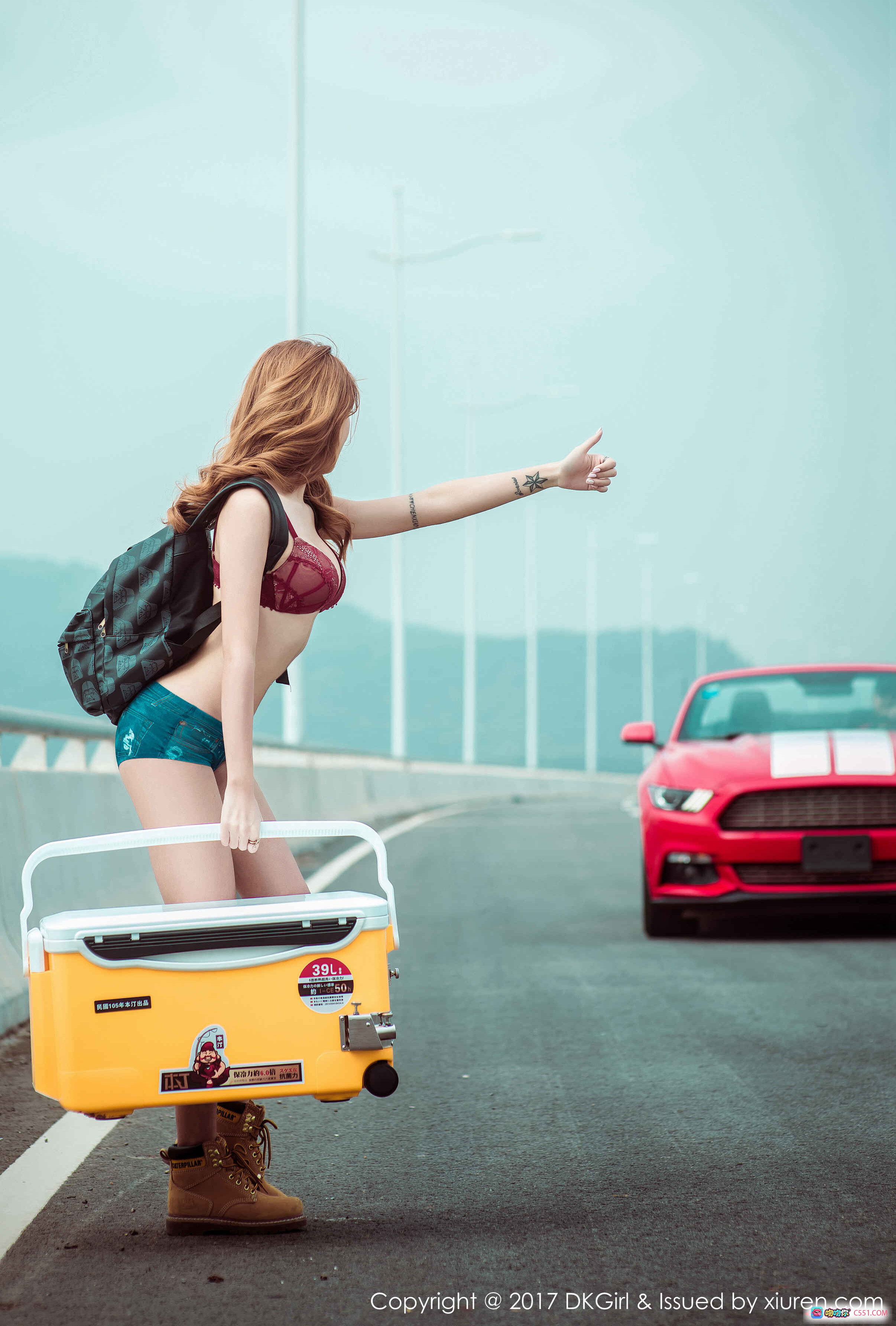 图片[7] - 蔡乐儿性感写真 | 红色野马跑车街拍 | 桥上时尚大片 | DKGirl 2017 Vol.018 - 就要吻
