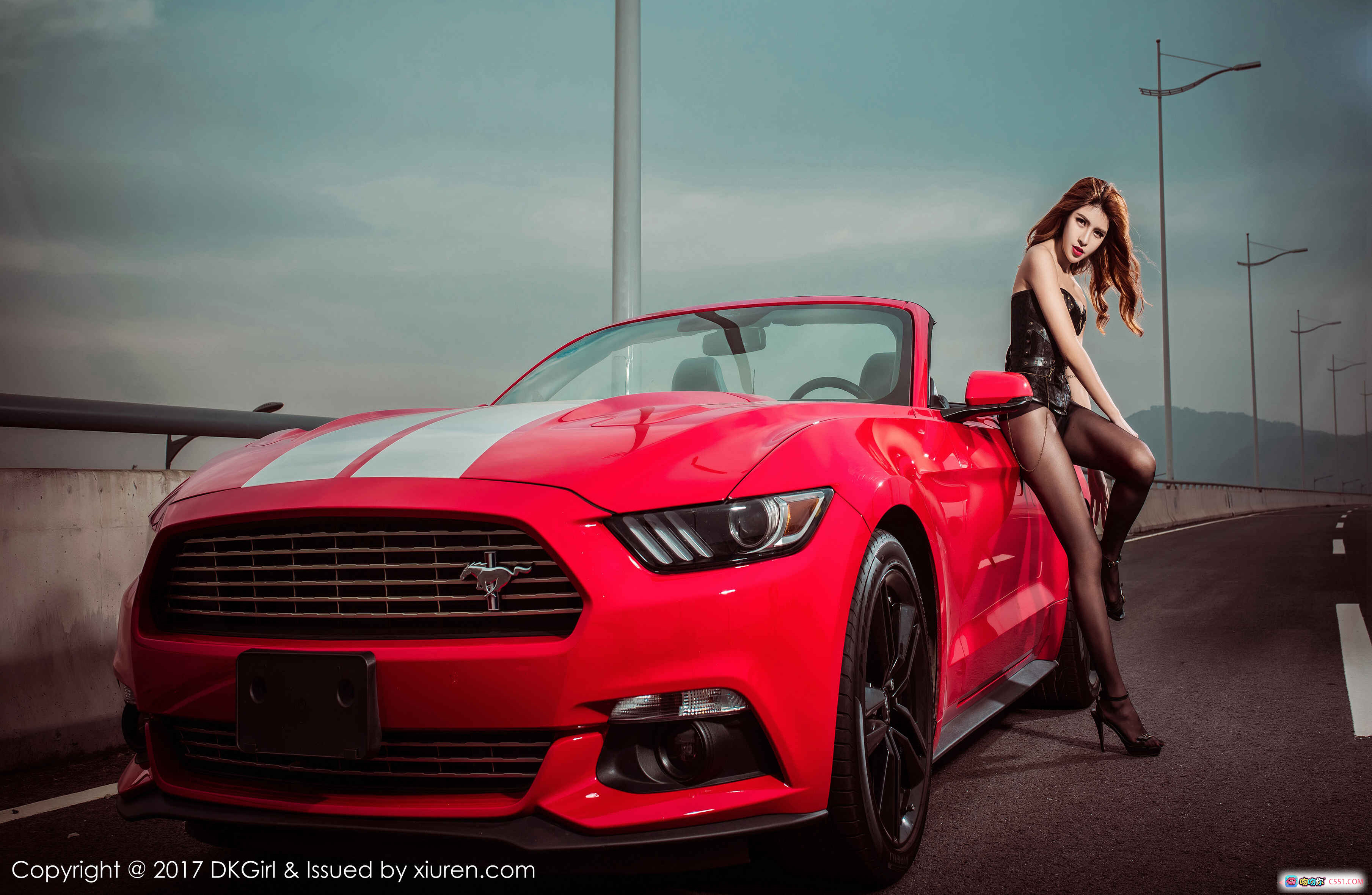 图片[9] - 蔡乐儿性感写真 | 红色野马跑车街拍 | 桥上时尚大片 | DKGirl 2017 Vol.018 - 就要吻
