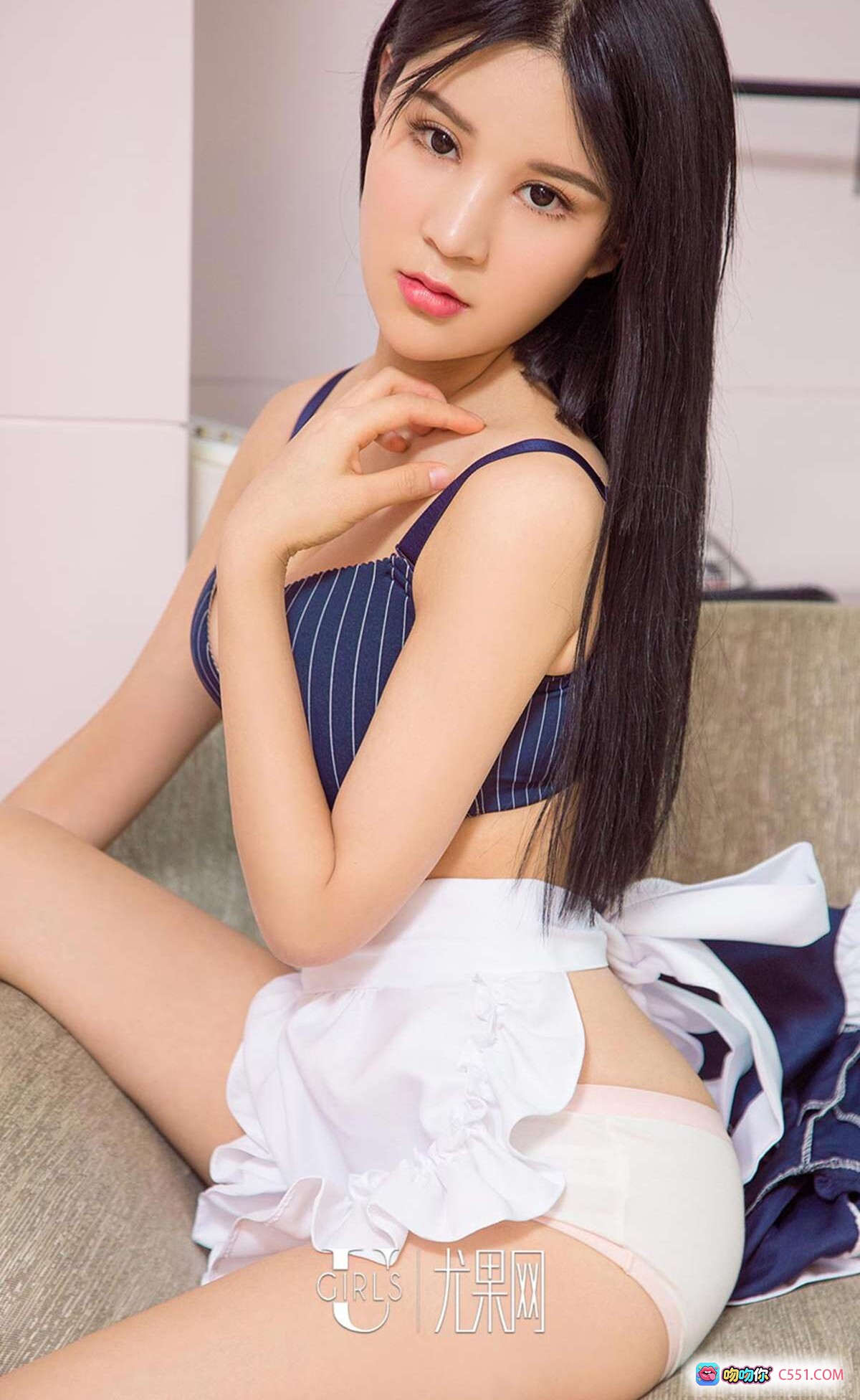 图片[7] - 陈琪女仆装写真 | Ugirls尤果网爱尤物No.635 | 条纹内衣+白色荷叶边短裙 | 甜美性感私房照 - 就要吻