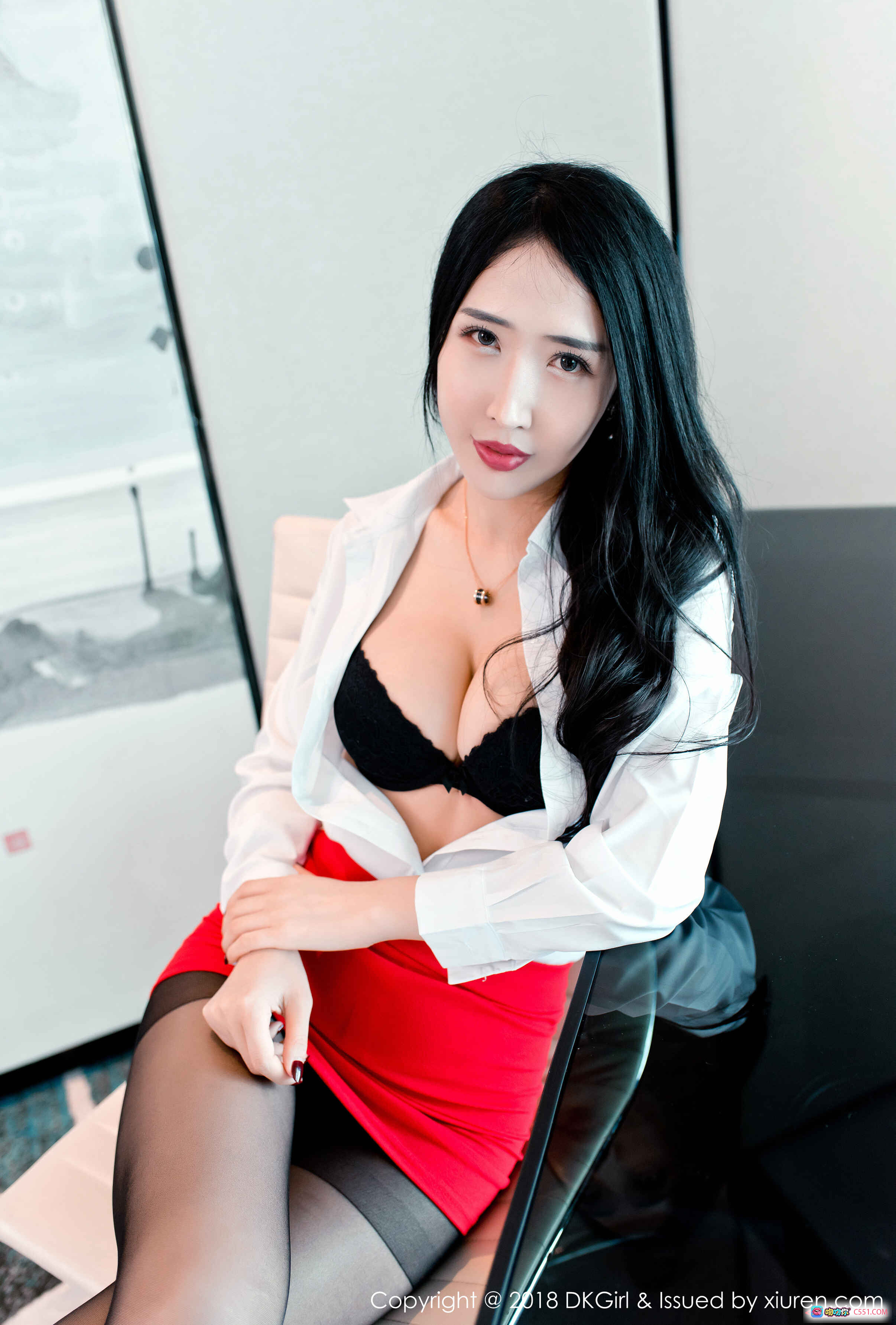 图片[2] - 余馨妍镜前性感写真｜DKGirl VOL.068 黑色蕾丝内衣 红唇长发 精致妆容 时尚腕表 2018高清美图 - 就要吻