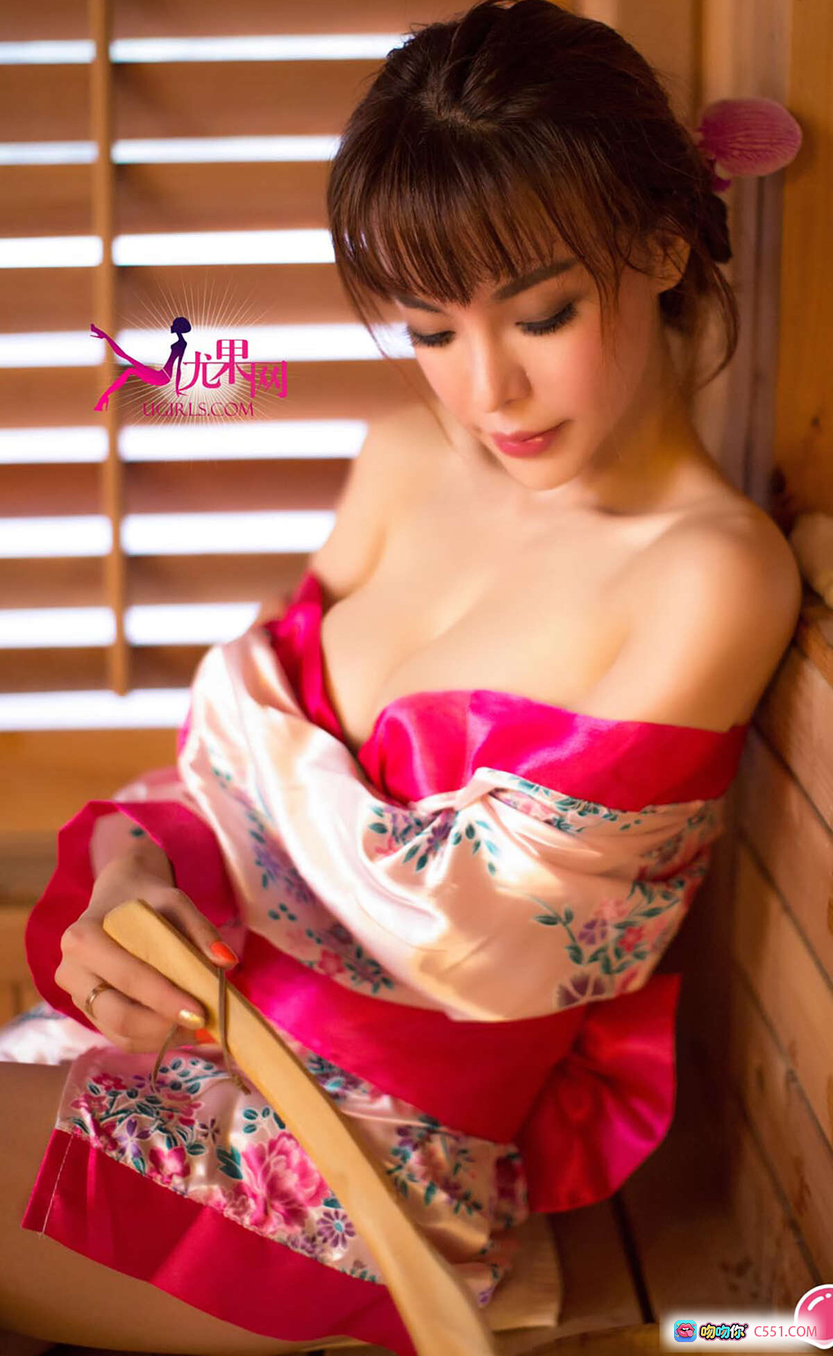 图片[3] - 赵芊羽仙气飘飘写真｜Ugirls尤果网爱尤物专辑No.156｜黄色渔网衫粉色内裤性感私房照 - 就要吻