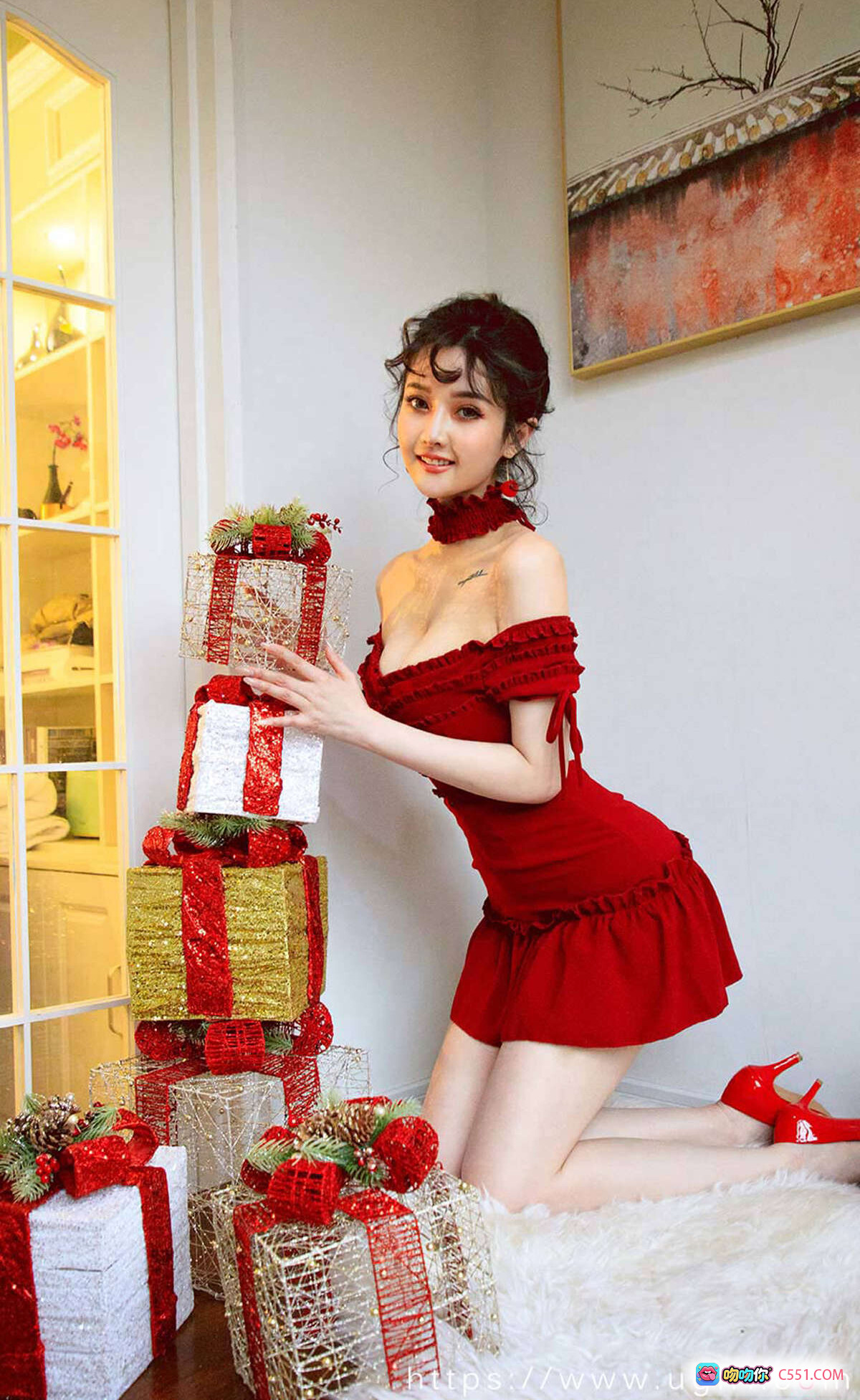 图片[6] - 露儿红色蕾丝内衣写真 – Ugirls尤果网爱尤物专辑2019.12.17 No.1672 35P48M 室内圣诞氛围性感私房照 - 就要吻