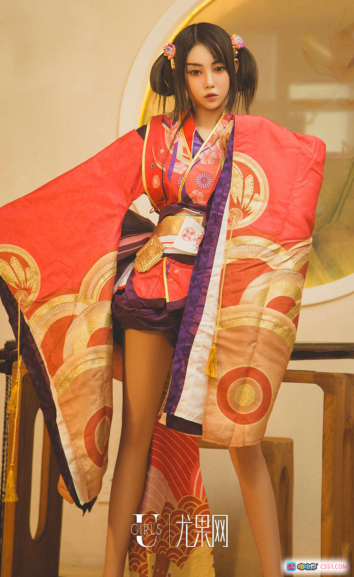 图片[2] - Ugirls尤果网爱尤物专辑No.1170陈果果孟十朵球球和风写真粉色樱花和服日式美少女高清图集 - 就要吻