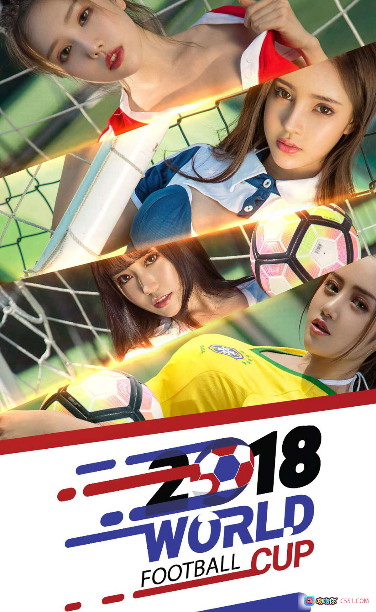 图片[8] - 足球宝贝性感写真 | 蓝白运动上衣+黑色比基尼 | 绿茵场足球门背景 | 尤果网Ugirls高清美图 - 就要吻