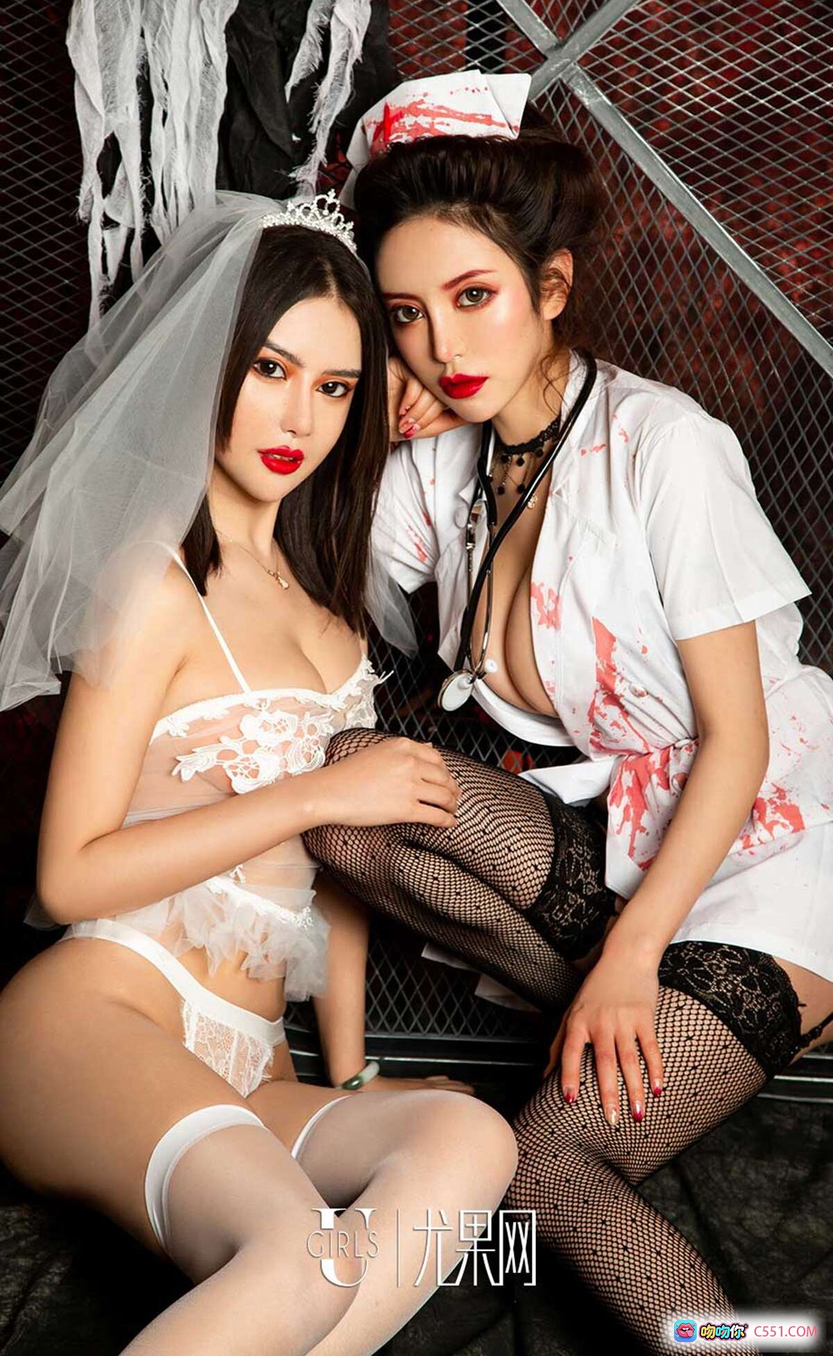 Ugirls尤果网爱尤物No.1260 Angela楚楚新娘护士主题写真 35P46M 白纱蕾丝黑网袜血迹制服诱惑 - 就要吻