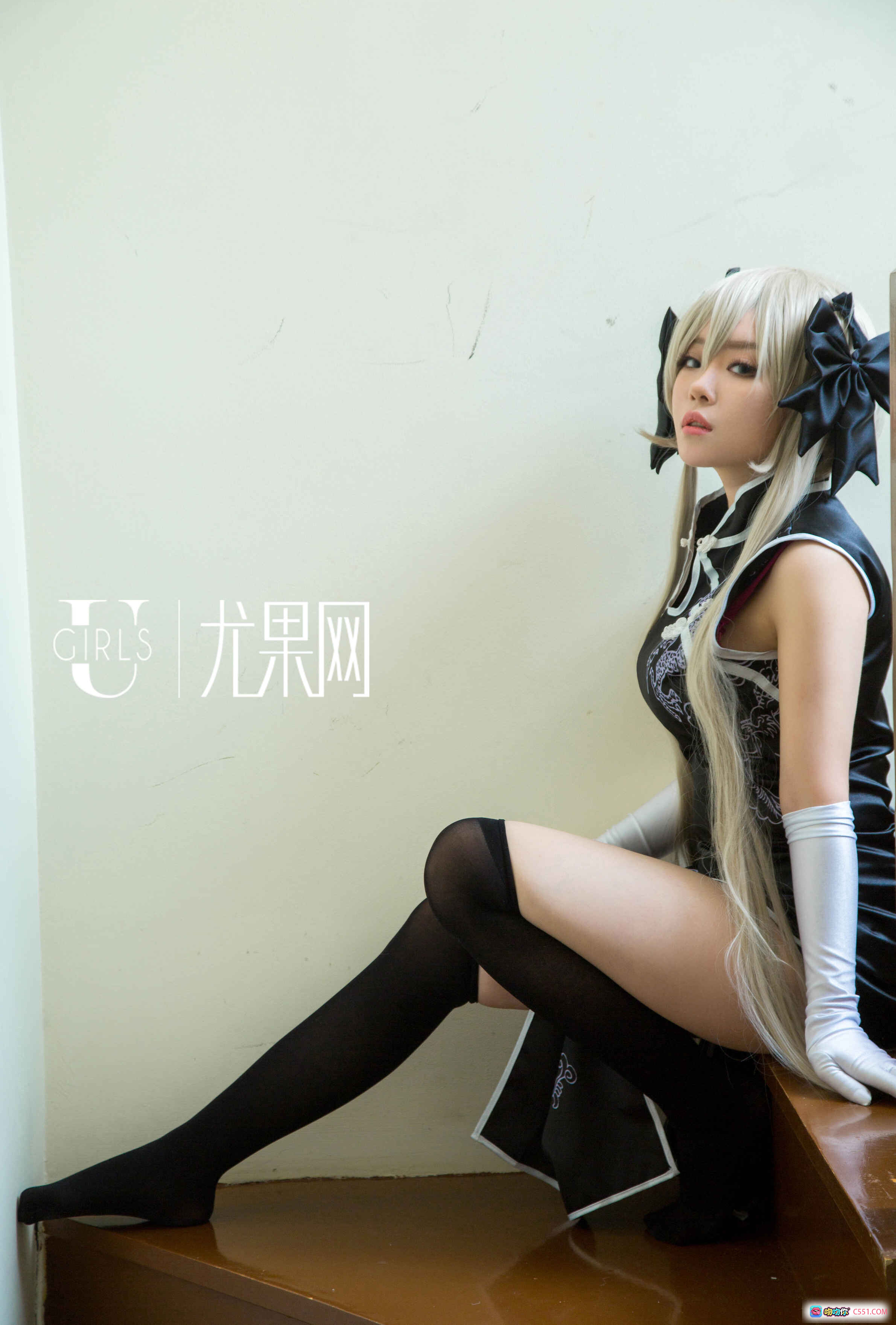 图片[3] - UG U178素衣紫发cosplay写真 白红渐变和风服饰甜美微笑少女风造型 - 就要吻