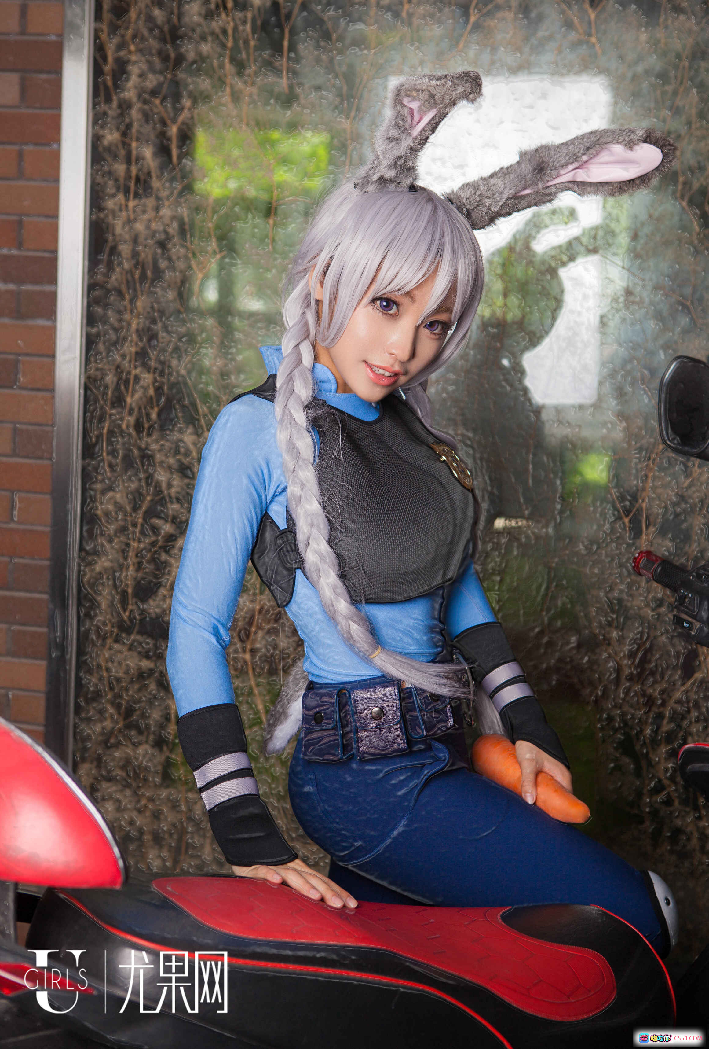 图片[6] - UG U178素衣紫发cosplay写真 白红渐变和风服饰甜美微笑少女风造型 - 就要吻