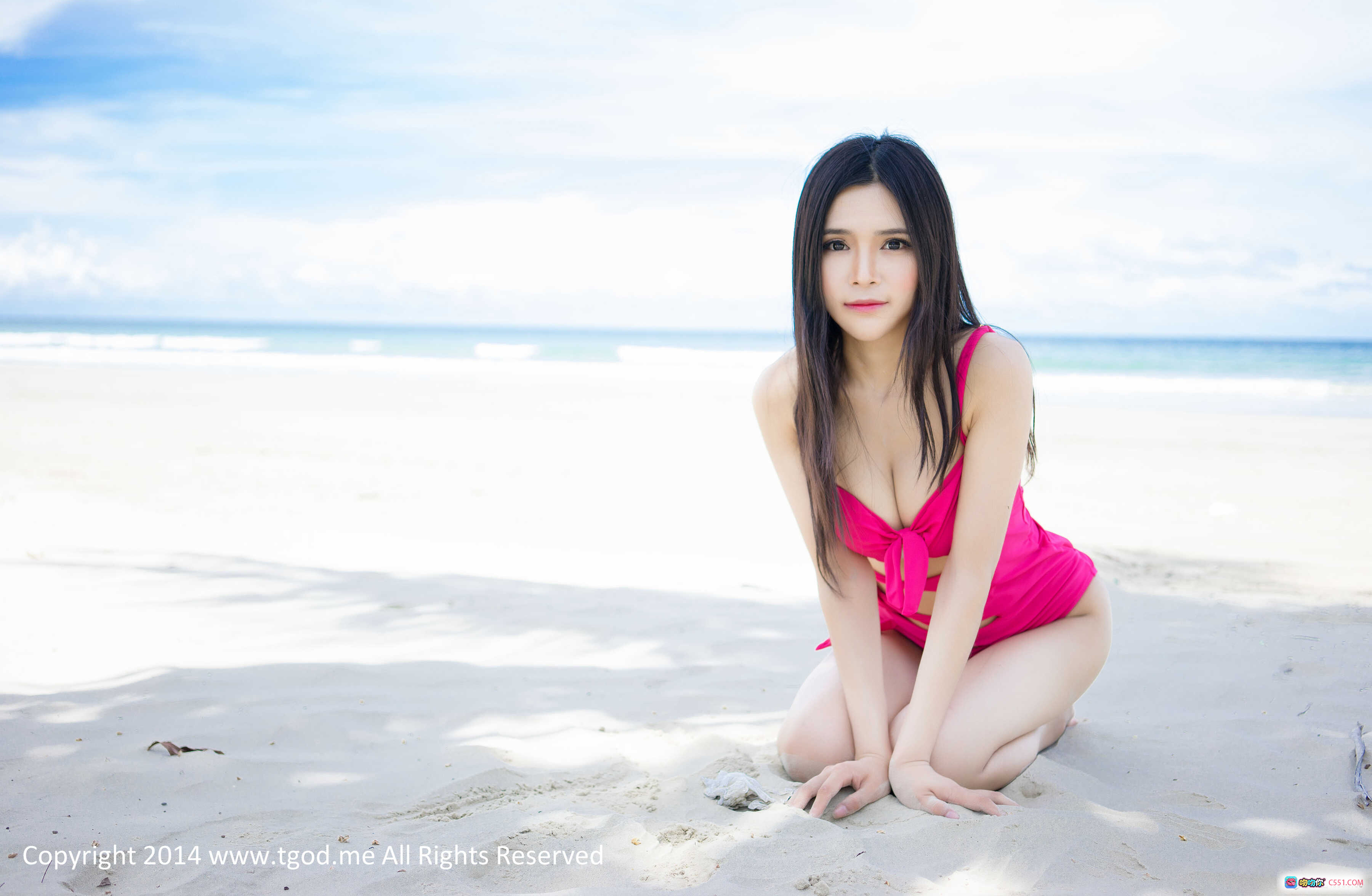 图片[3] - 沙巴海滩旅拍氧气靓模张美荧粉色比基尼致命诱惑写真 2014经典沙滩美拍 - 就要吻