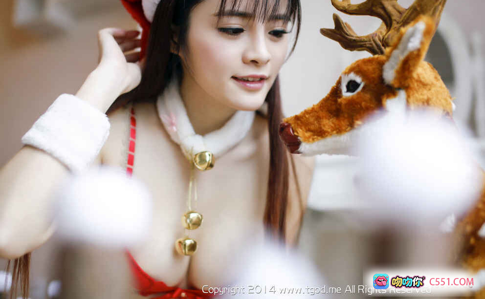 图片[4] - 孔一红圣诞写真：红帽内衣少女亲吻驯鹿玩偶 圣诞节主题私房美图 2014经典摄影 - 就要吻
