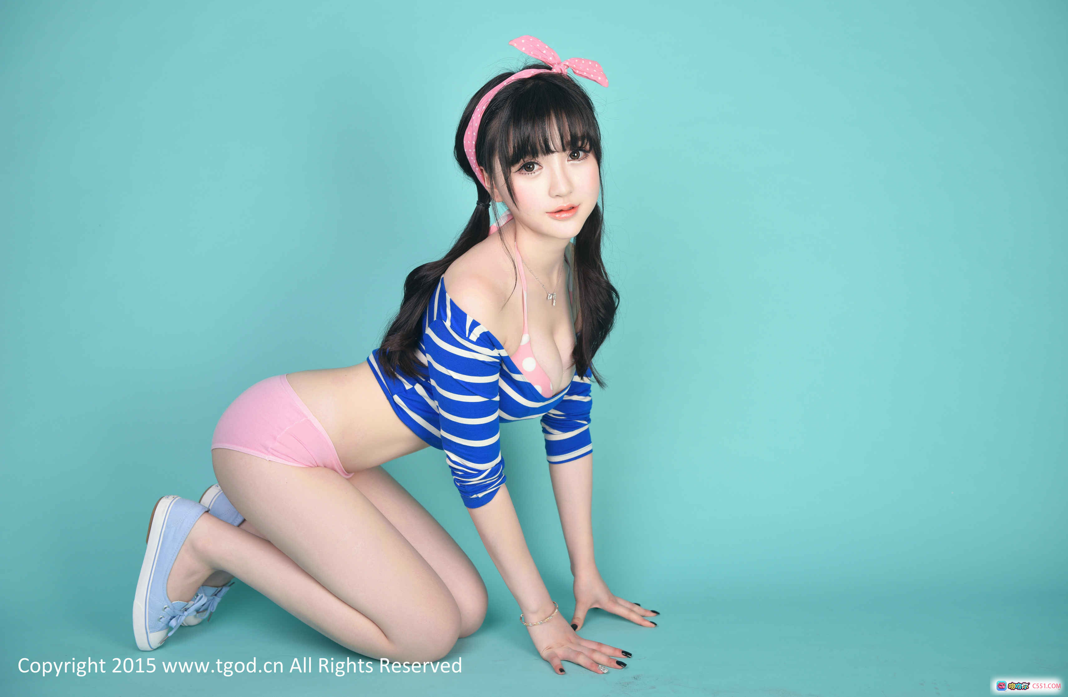 图片[10] - TGOD推女神米妮mini粉波点比基尼蓝白条纹长袖性感写真2015年7月10日41P627M - 就要吻