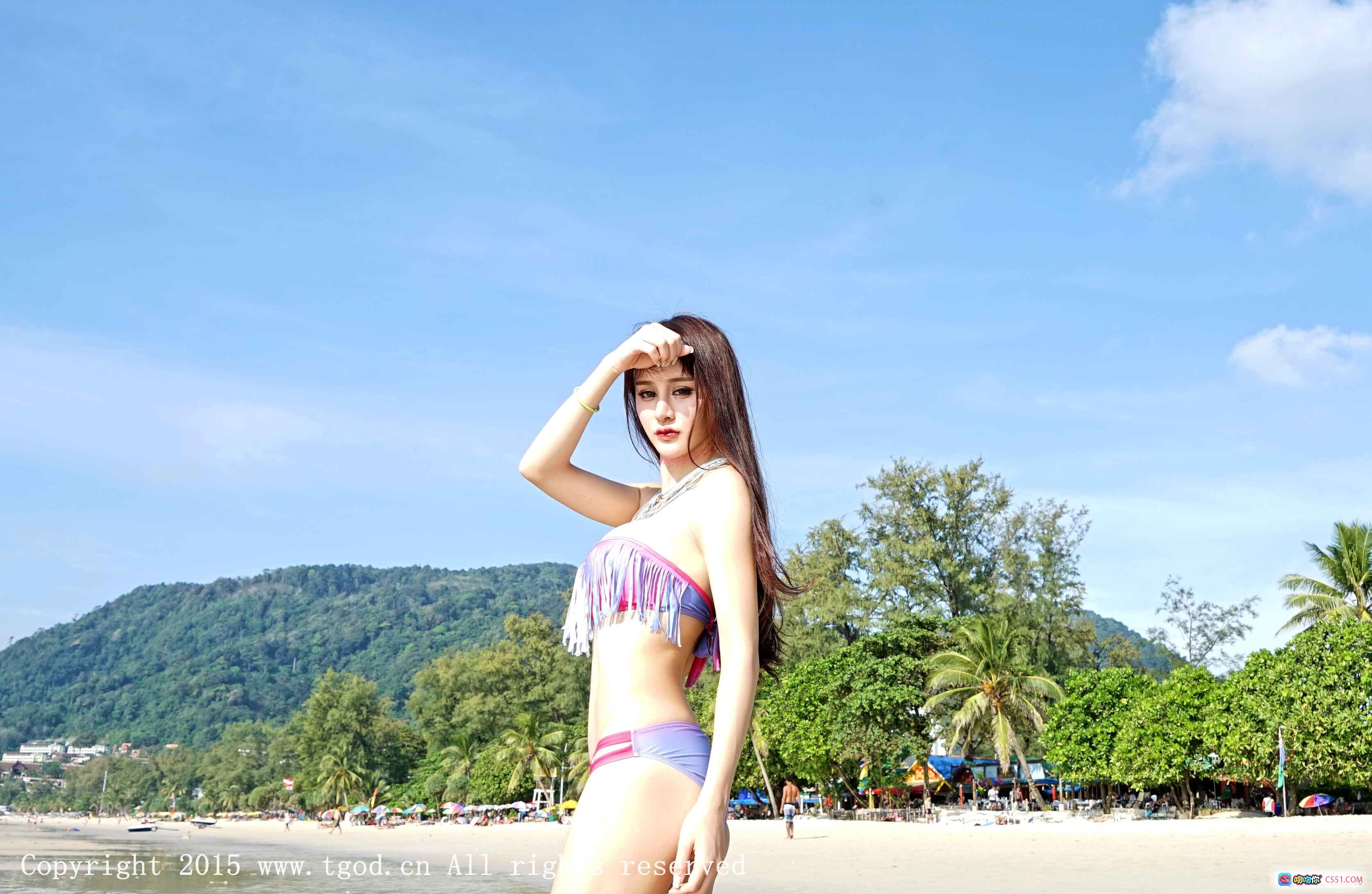 图片[9] - 普吉岛旅拍Cheryl青树性感比基尼沙滩写真 2015TGOD第四刊 灰色泳装长发美女海边坐姿美拍 - 就要吻