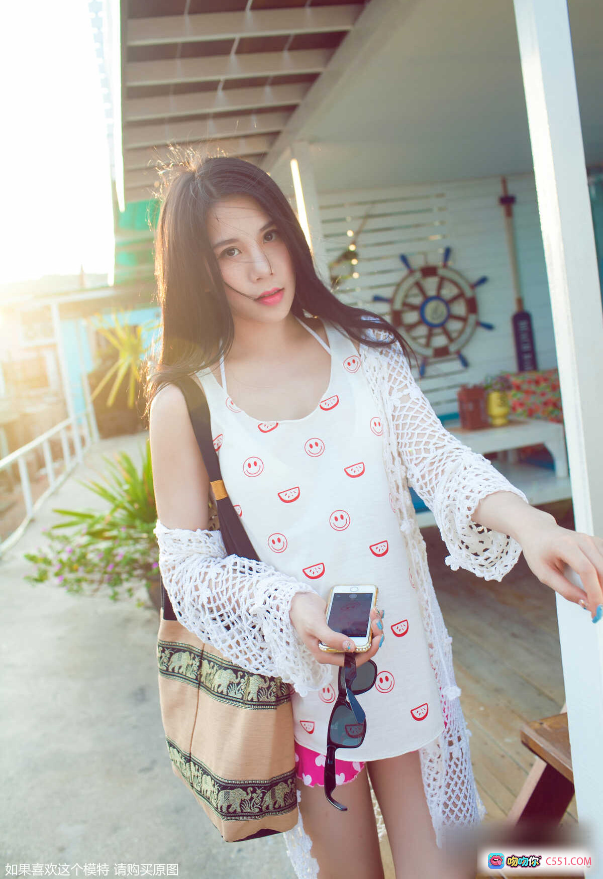 图片[7] - 南湘Baby幽香早春写真｜白花发饰+镂空罩衫+比基尼+自行车街拍清新女神 - 就要吻