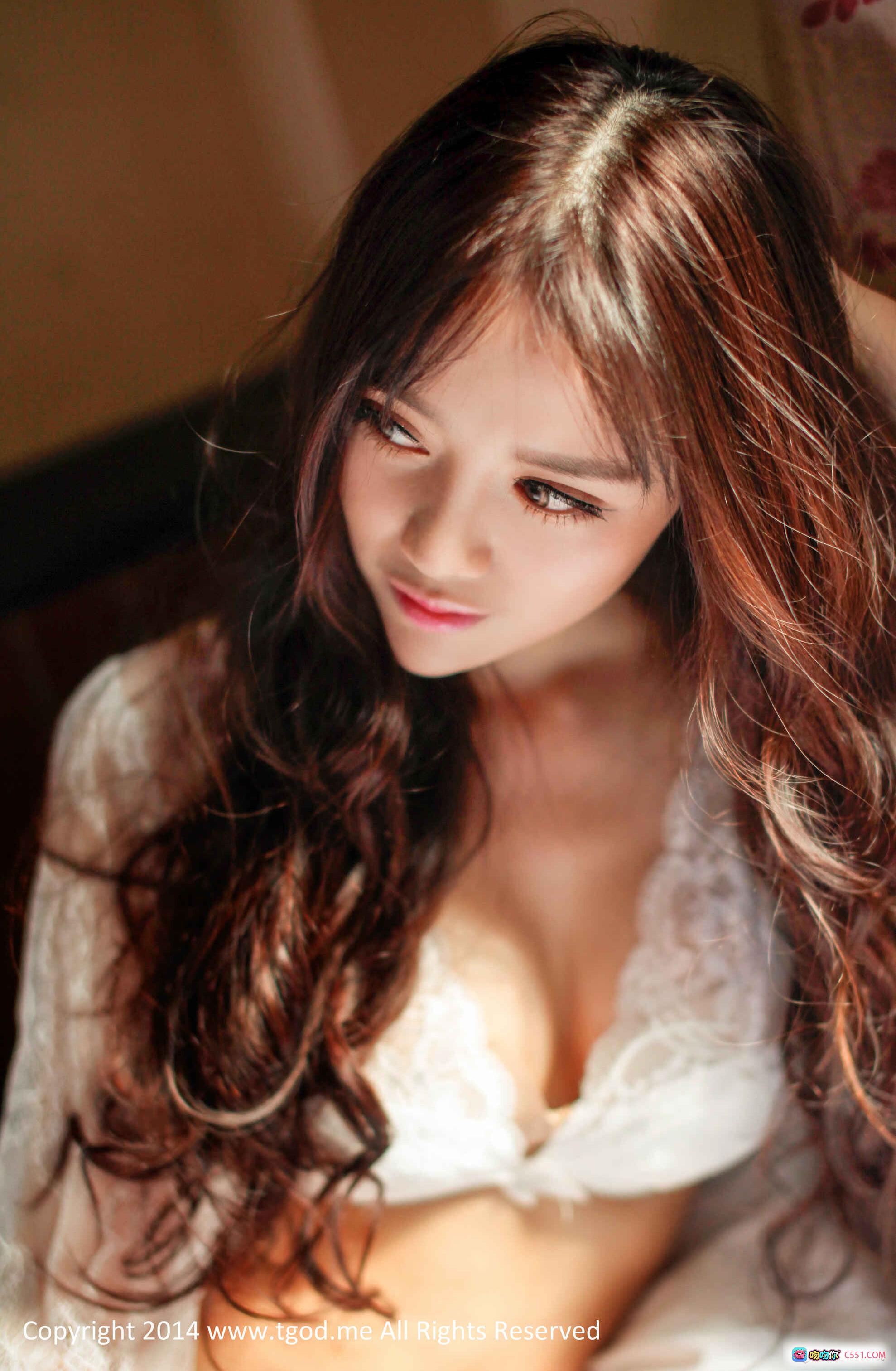 高溜Milkcat魅惑私房写真 蕾丝诱惑 白色蕾丝内衣 长卷发美女 2014经典写真 TGOD推女神 - 就要吻