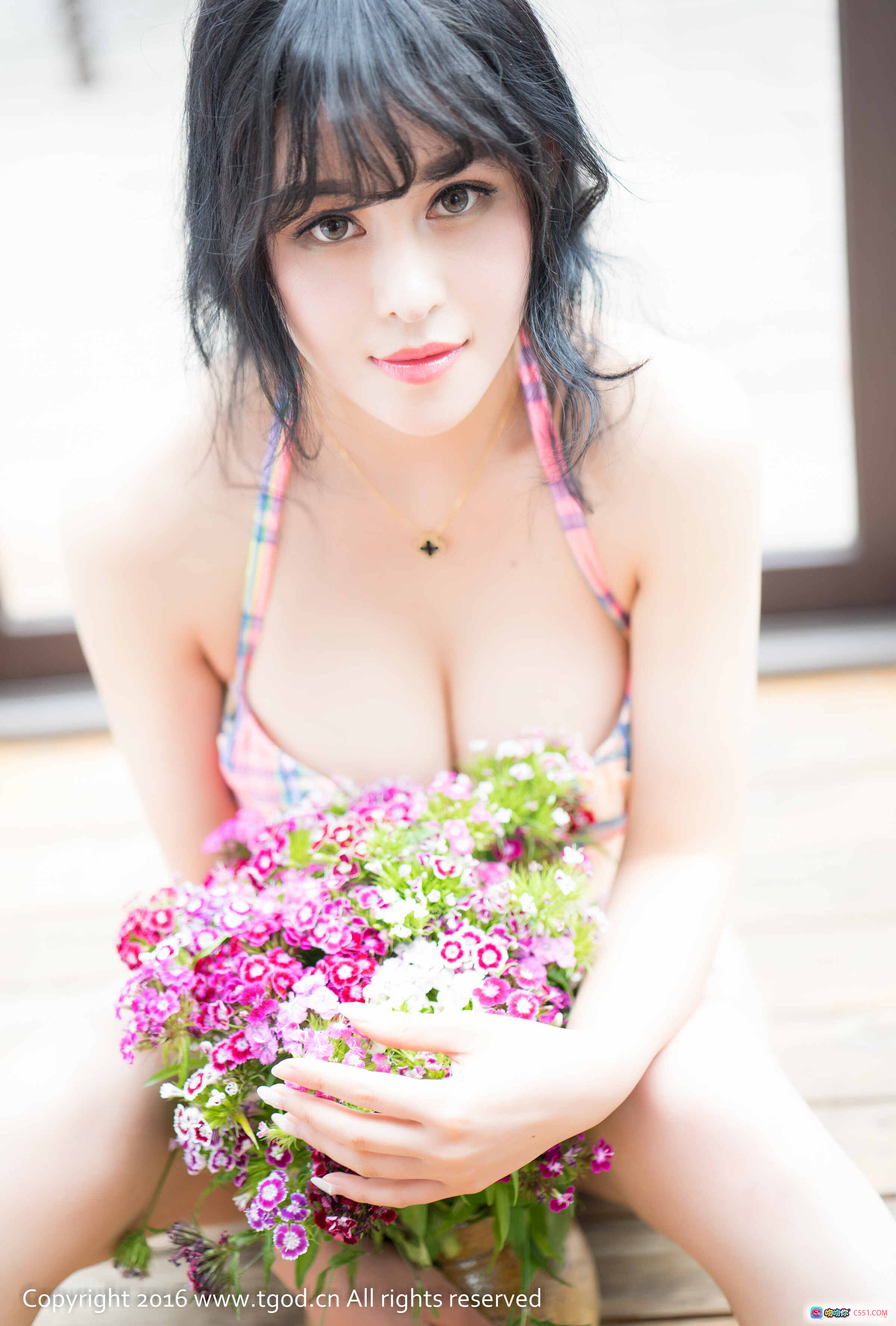 图片[9] - 叶佳颐大理旅拍写真｜格子比基尼花束少女风｜TGOD推女神2016高清美图 - 就要吻