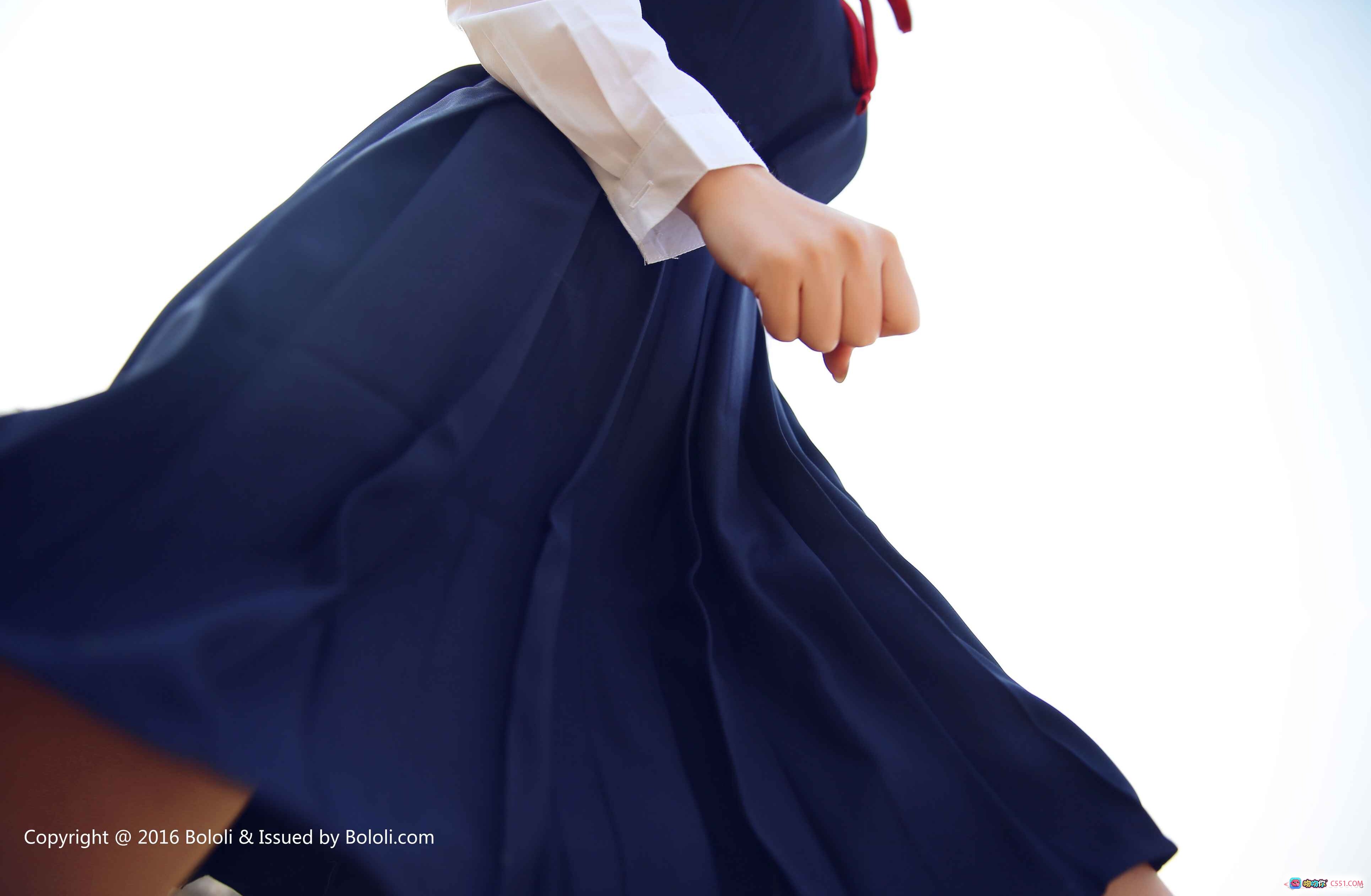 图片[3] - 柳侑绮绿色蕾丝连衣裙日式庭院写真 | BoLoli波萝社2016 VOL.011清新美少女坐姿摄影 - 就要吻