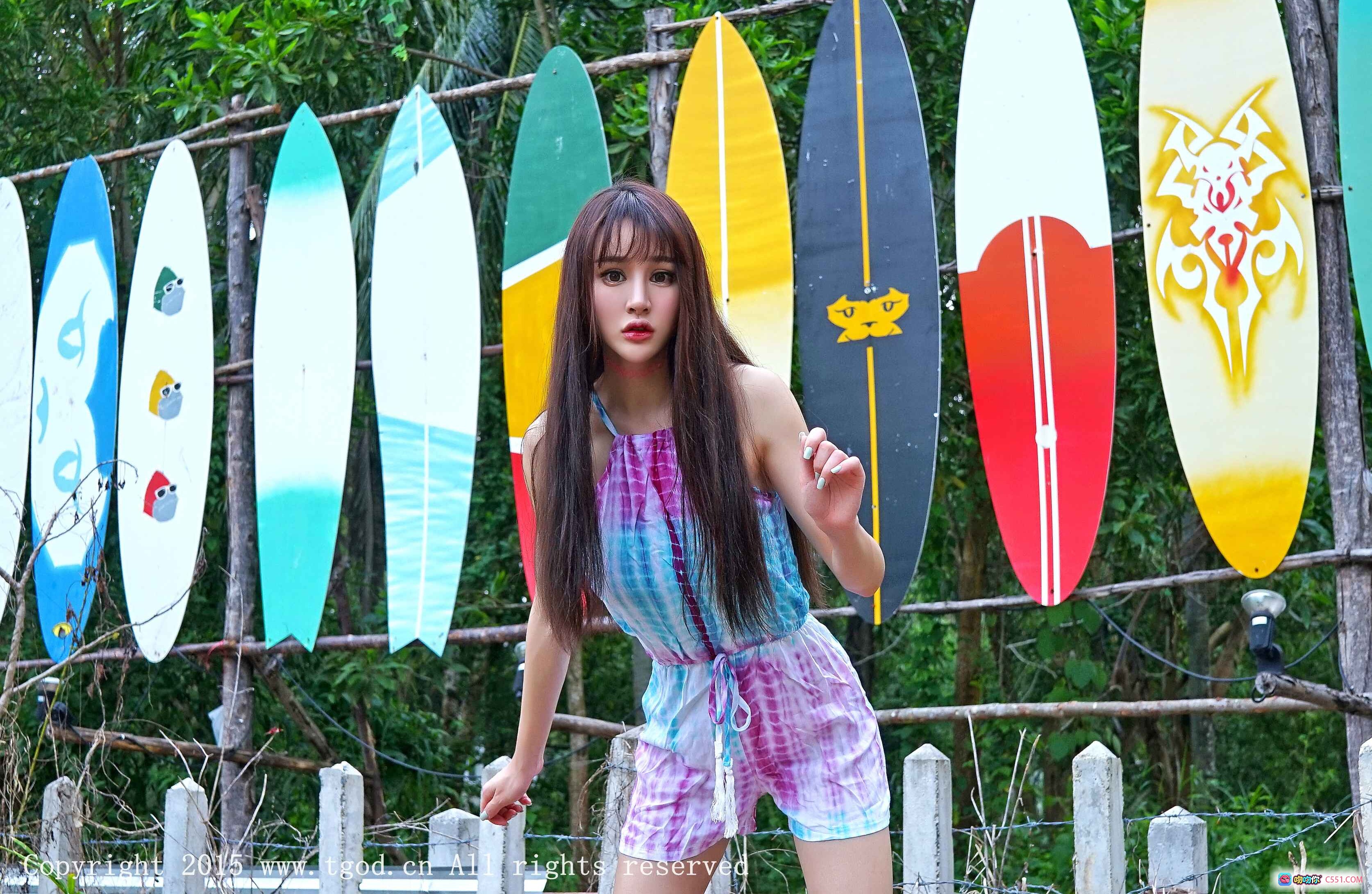 图片[4] - 普吉岛旅拍Cheryl青树蓝裙红内搭写真 2015 TGOD高清美图第一刊 - 就要吻