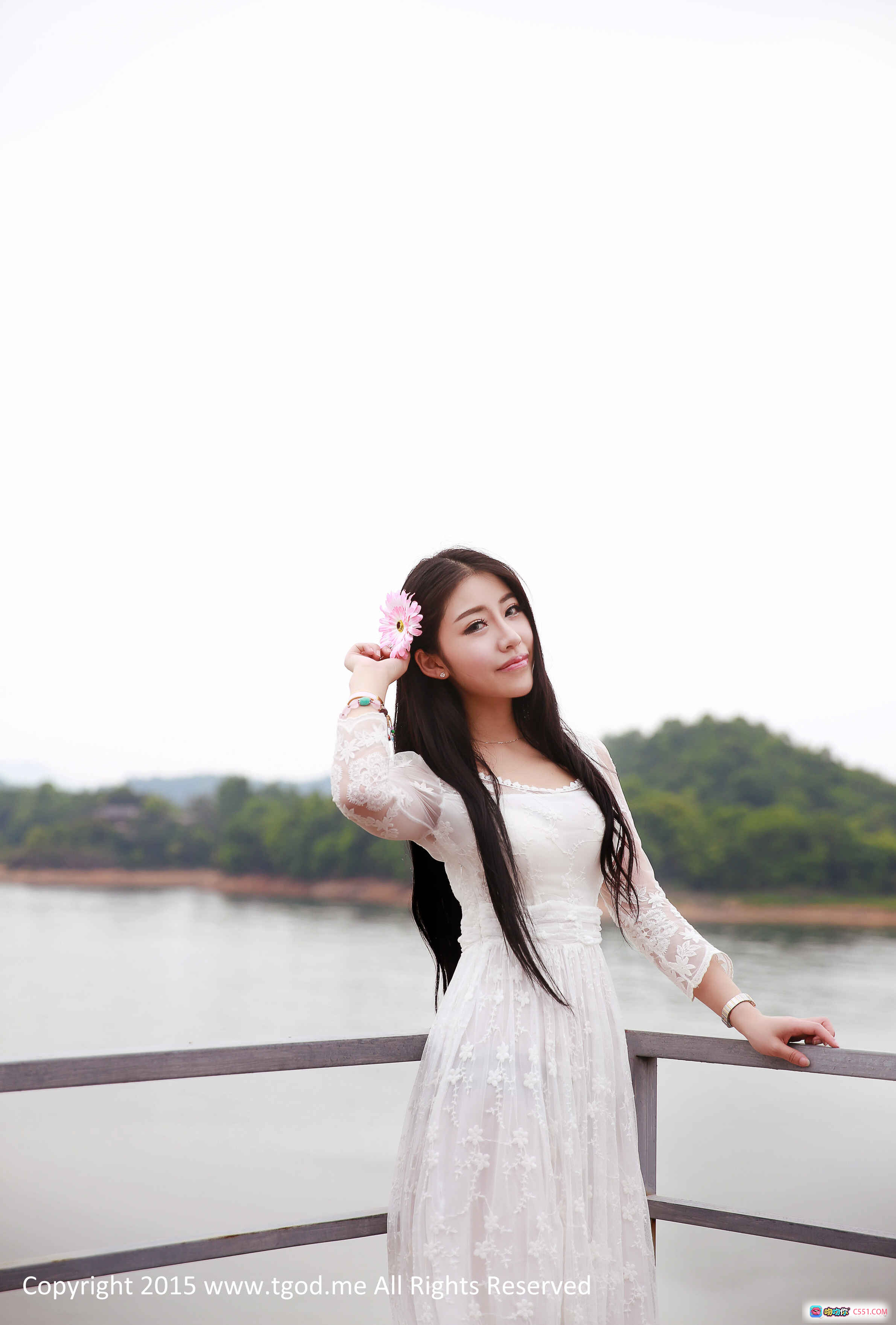 图片[3] - 青春女神鲁思羽夏静九江花源谷湖畔写真 白绿蕾丝长裙双人唯美旅拍 - 就要吻