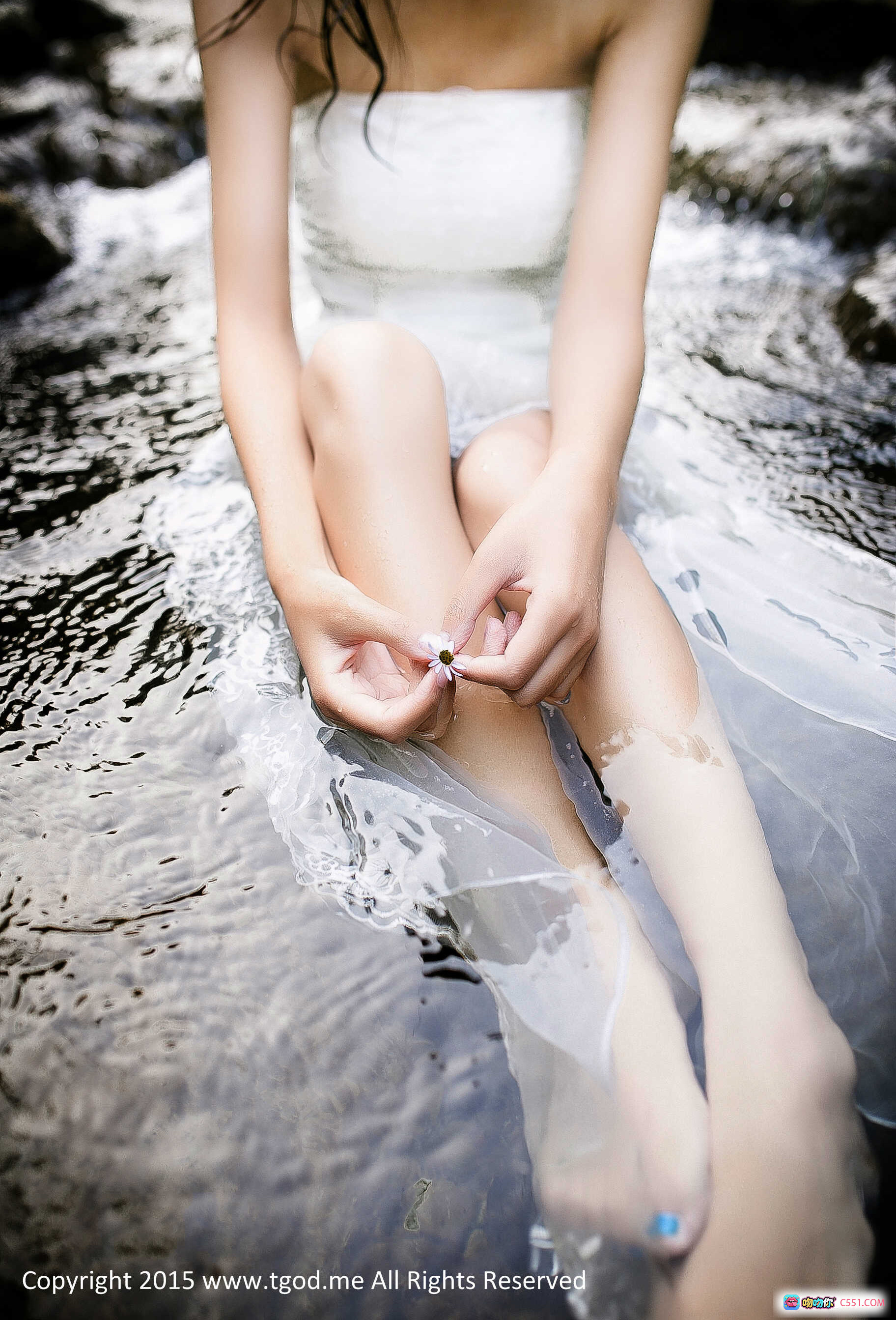 图片[5] - 幽谷美人鱼徐畅溪水写真｜白色婚纱湿发性感自然风光摄影2015 TGOD推女神 - 就要吻