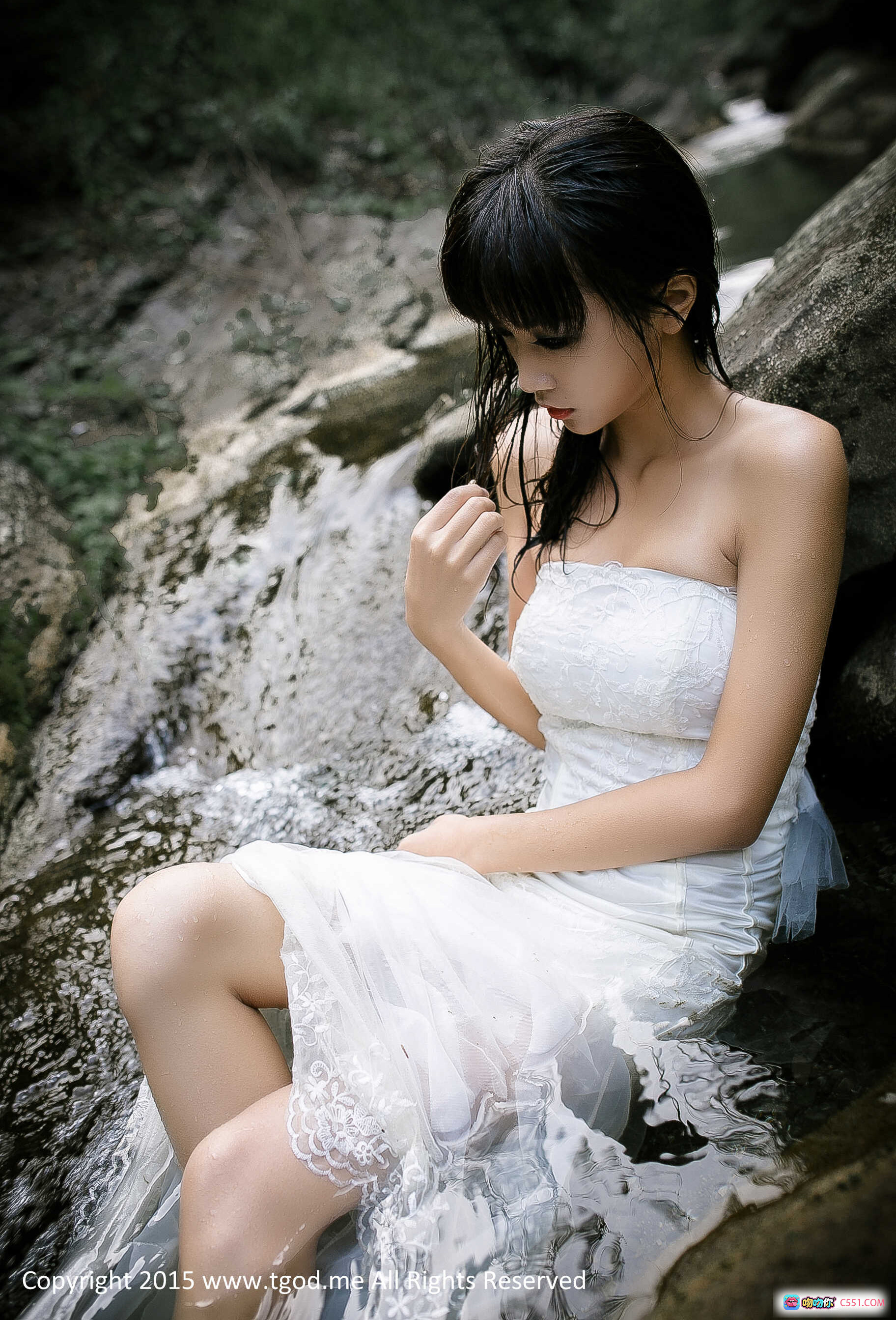 图片[6] - 幽谷美人鱼徐畅溪水写真｜白色婚纱湿发性感自然风光摄影2015 TGOD推女神 - 就要吻