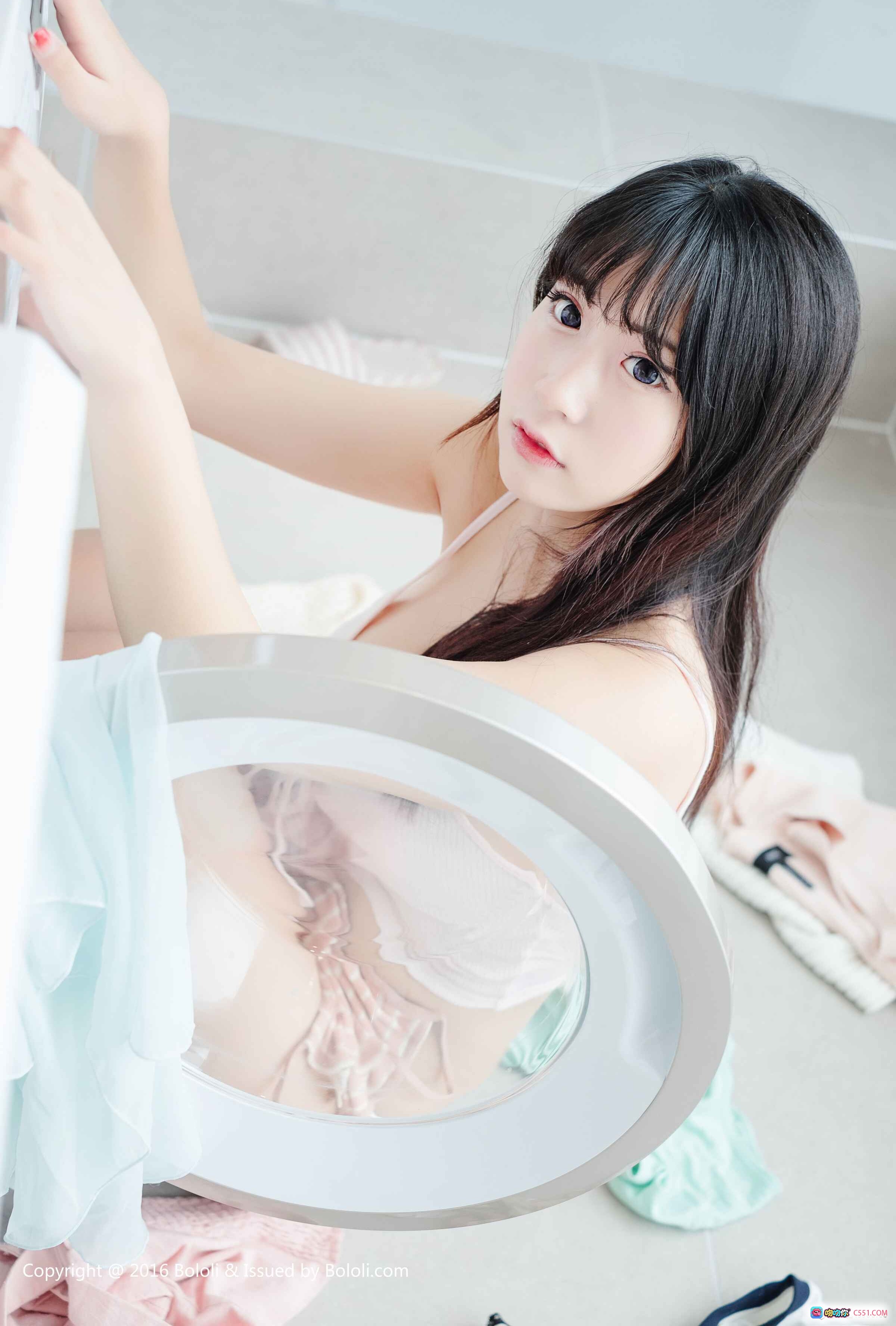 图片[10] - 猫九酱Sakura浴室写真｜白色吊带+粉格睡裤｜清新甜美风｜BoLoli波萝社Vol.119 - 就要吻