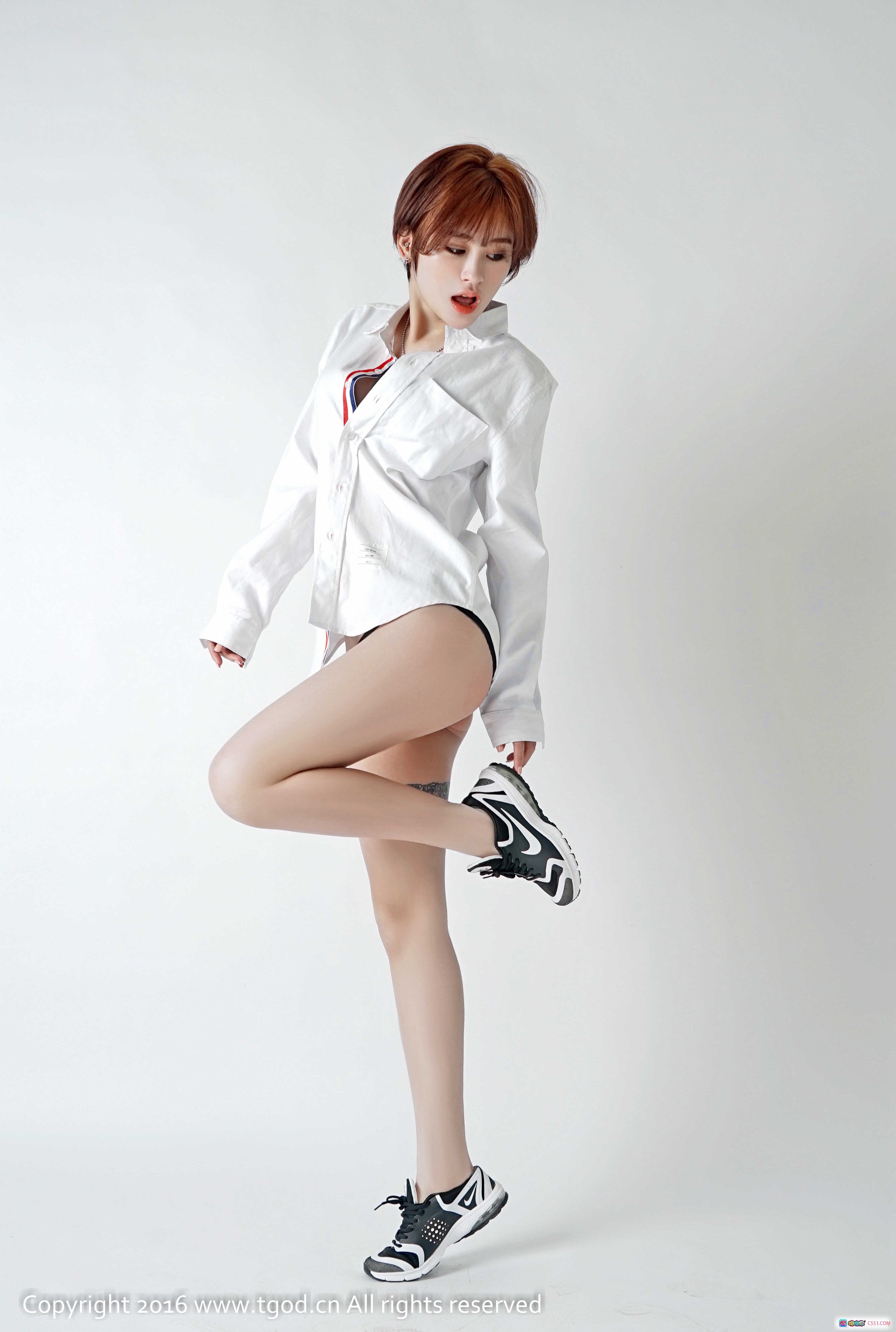 图片[10] - 赵亚男短发写真 | 白衬衫黑内衣性感造型 | TGOD推女神2016精选高清图集 - 就要吻