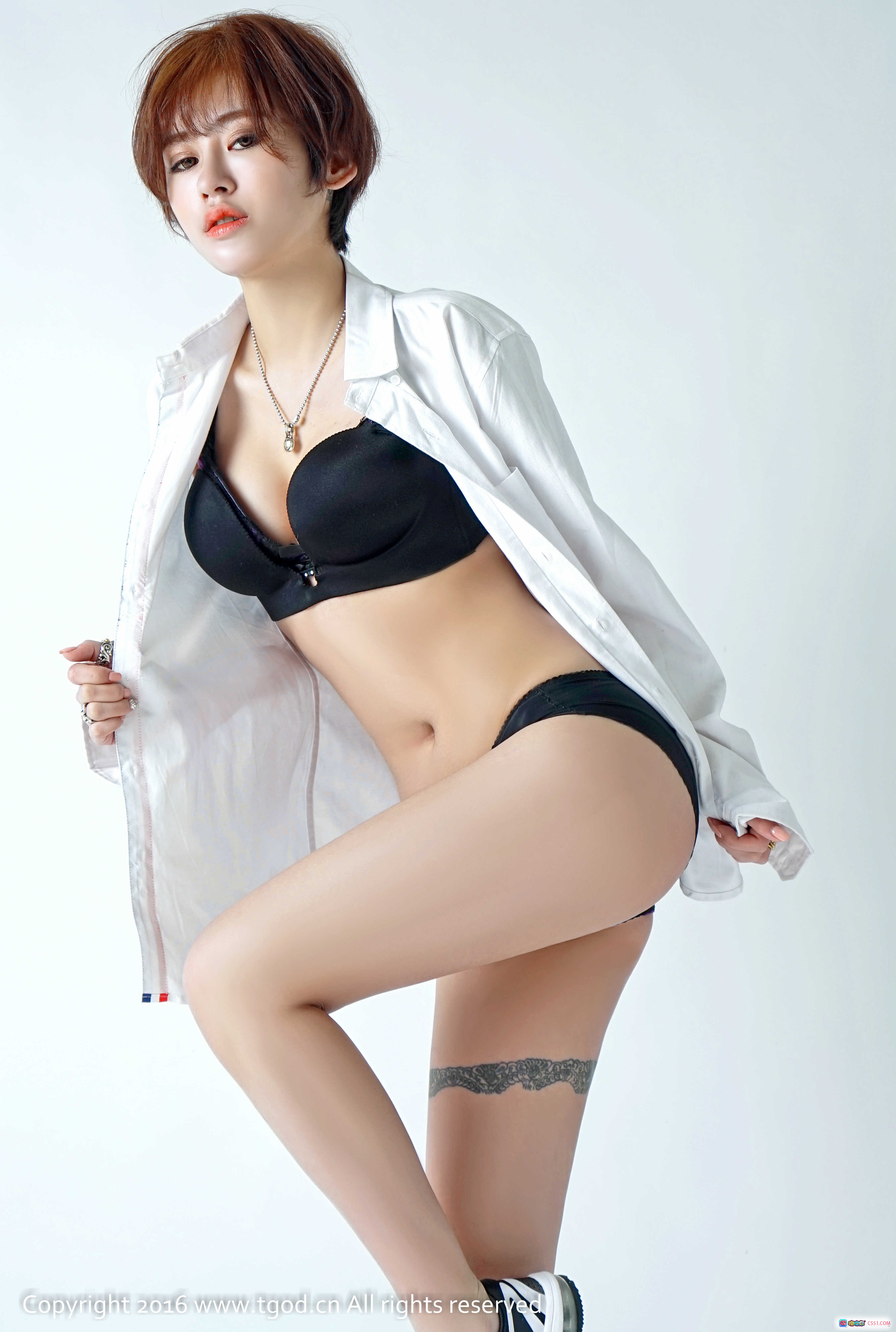 图片[8] - 赵亚男短发写真 | 白衬衫黑内衣性感造型 | TGOD推女神2016精选高清图集 - 就要吻