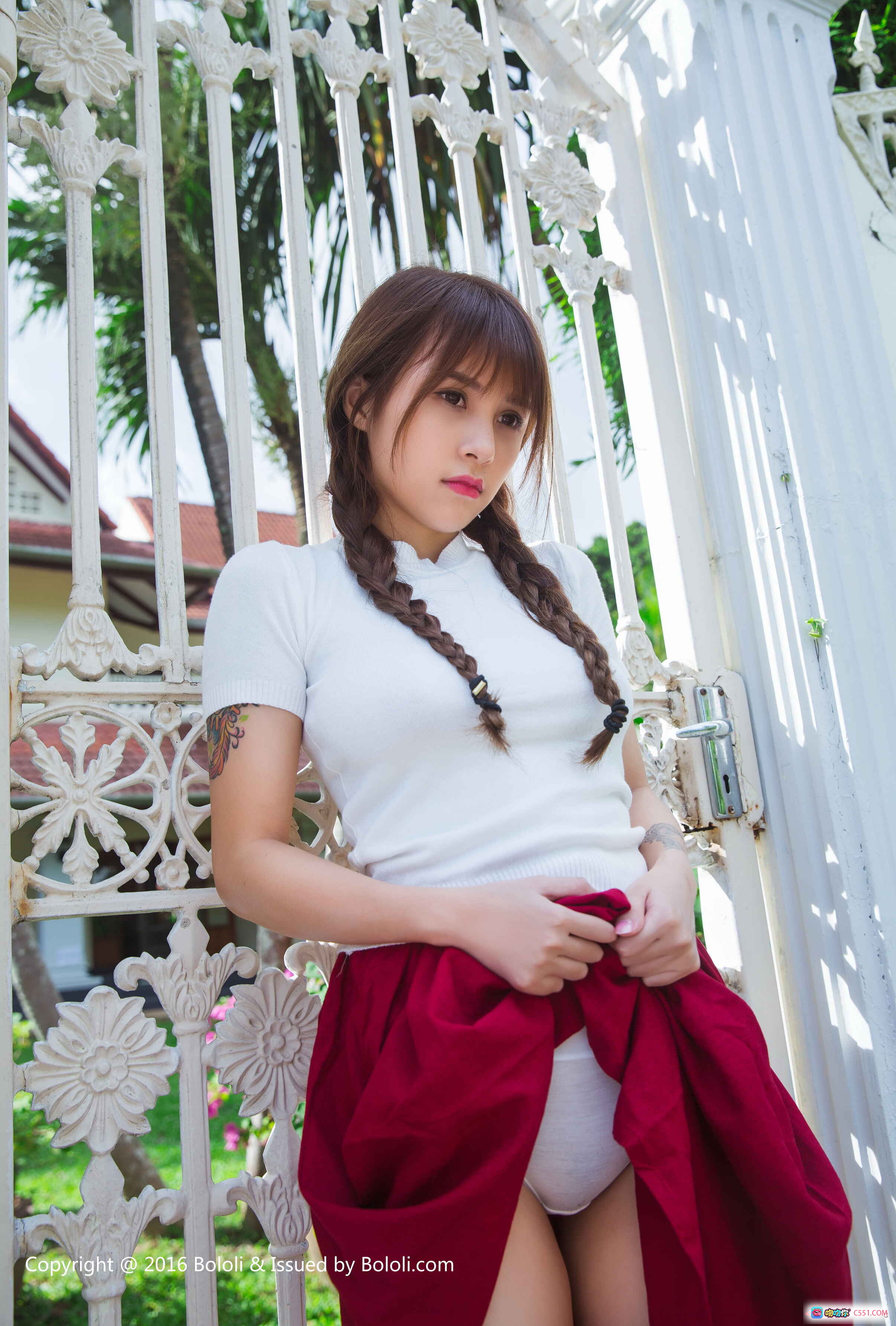 图片[5] - 夏美酱普吉岛写真 | 白色上衣红裙性感外拍 | BoLoli波萝社2016年8月VOL.002高清图集 - 就要吻