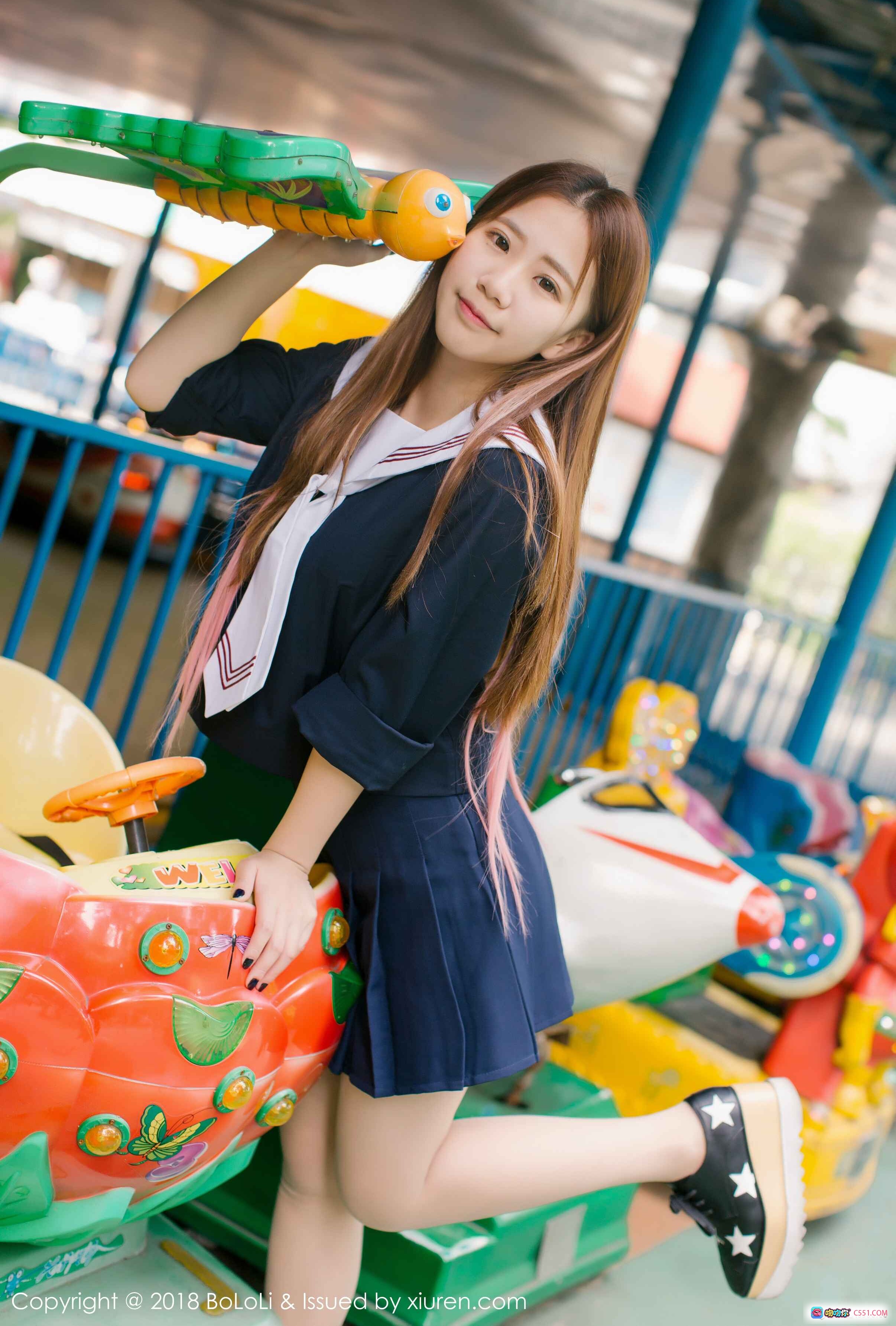 图片[6] - 董成丽校园风JK制服写真 | 游乐园旋转木马背景 | BoLoli波萝社2018 Vol.107高清美图 - 就要吻