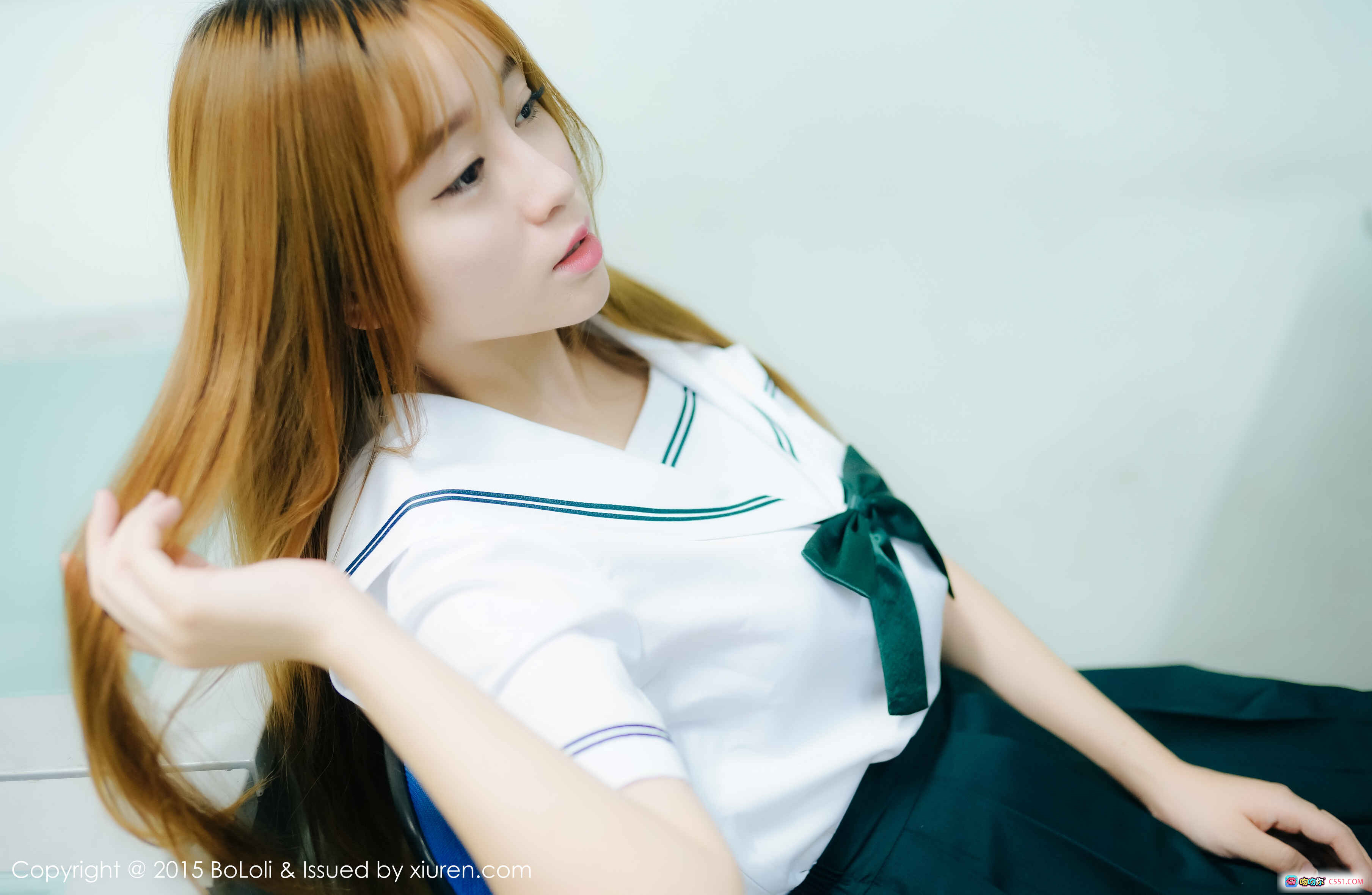图片[8] - 王语纯BoLoli波萝社2015写真Vol.035 白色校服长发少女清新甜美桌面倚靠私房照 - 就要吻
