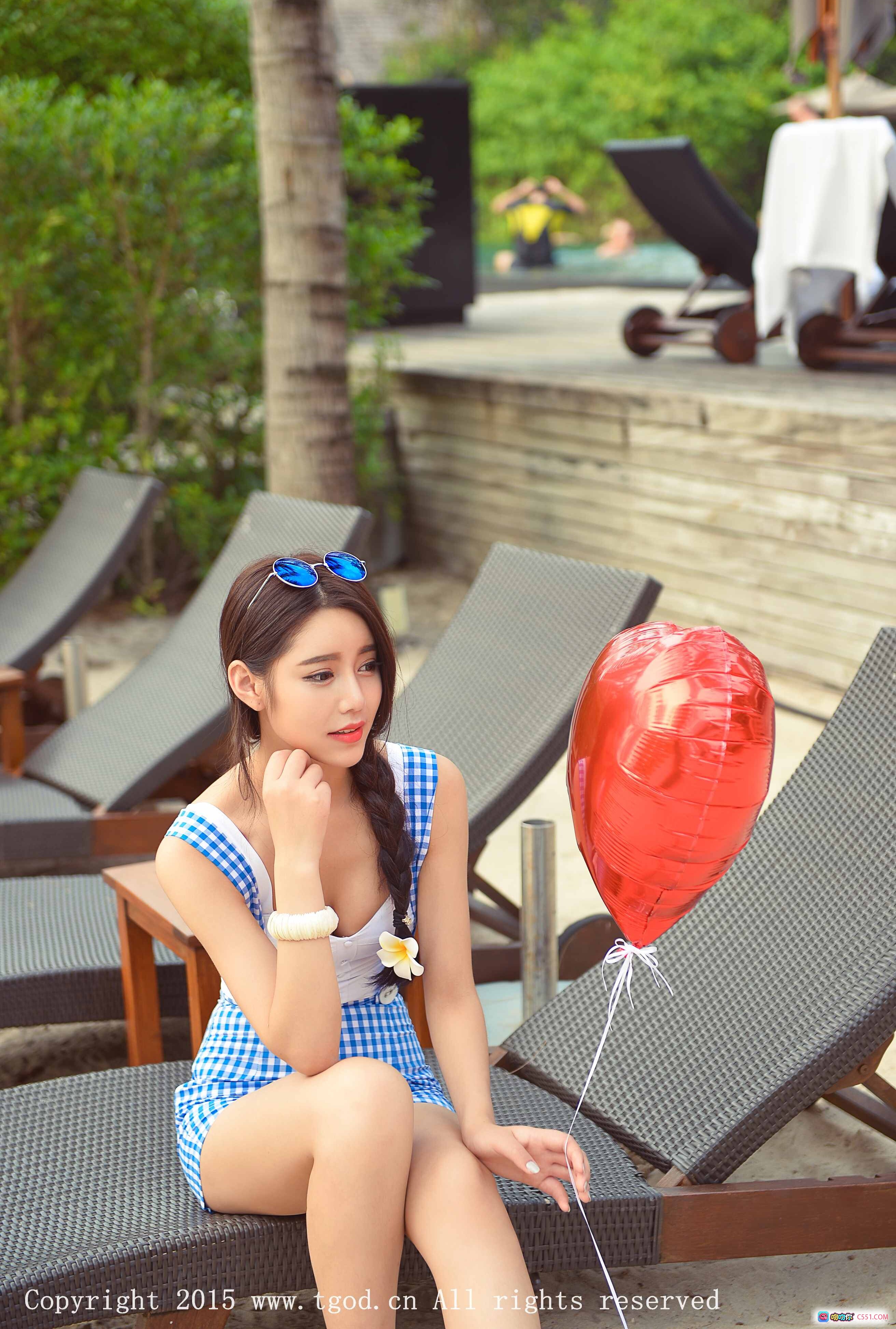 图片[6] - 普吉岛旅拍徐妍馨Mandy蓝白格子裙沙滩写真笑容甜美长发编辫阳光海滩度假风清新自然美女摄影集 - 就要吻
