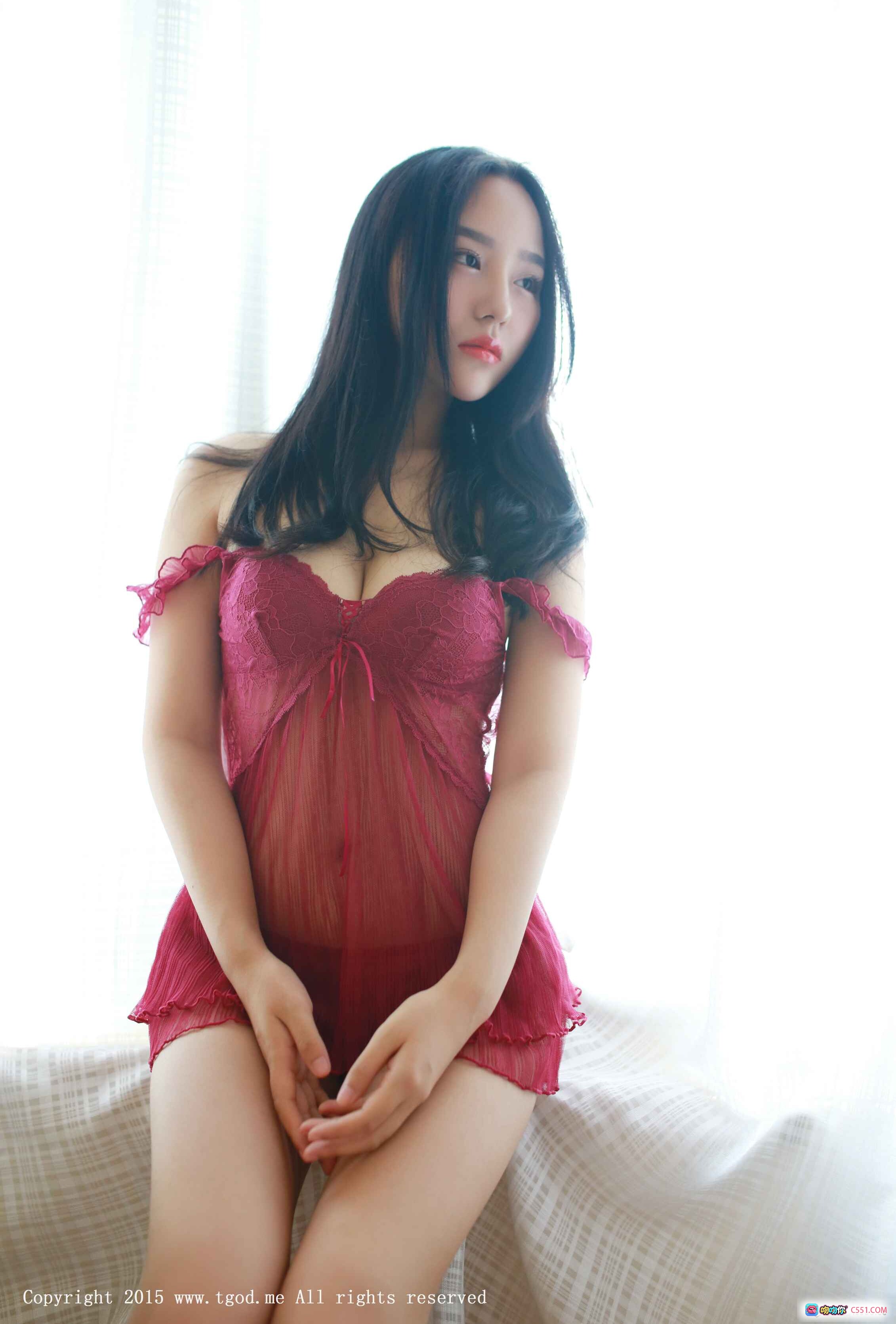 图片[8] - 鱼猫盾红色蕾丝睡衣复古电话写真 – TGOD推女神2015.09.02私房美图 - 就要吻