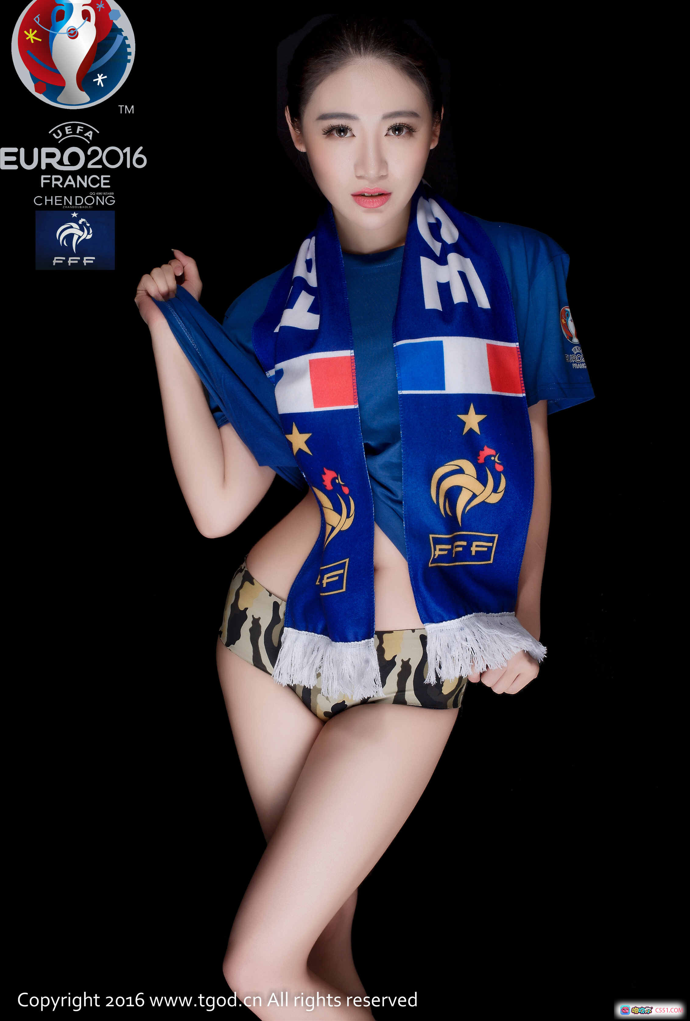 图片[5] - 西班牙足球宝贝性感写真｜红黄队服+围巾应援｜双马尾比心姿势｜TGOD推女神2016经典图集 - 就要吻