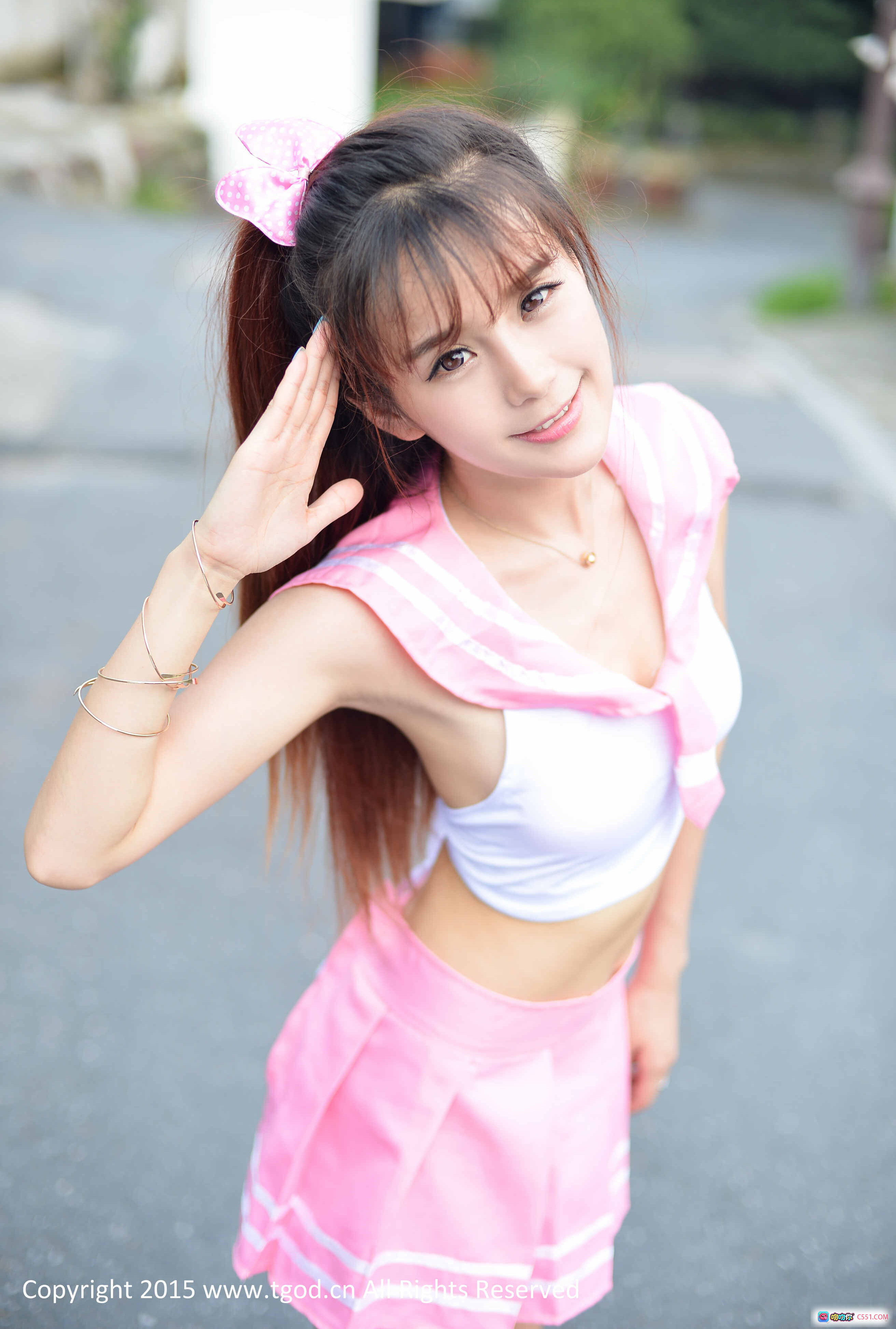 图片[7] - 小九少女日志橙色波点泳衣双马尾清新户外写真2015TGOD推女神新人模特 - 就要吻