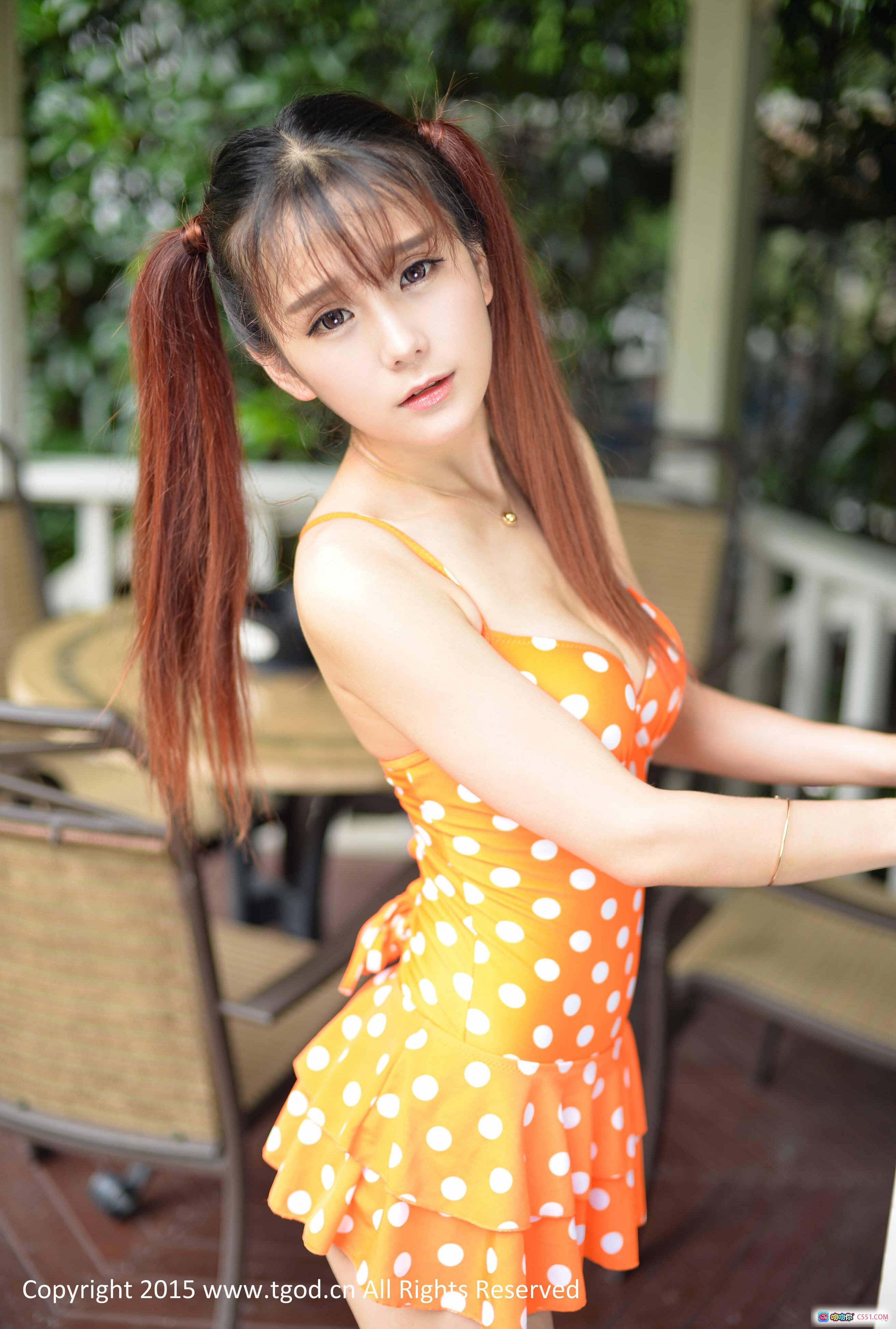 图片[8] - 小九少女日志橙色波点泳衣双马尾清新户外写真2015TGOD推女神新人模特 - 就要吻