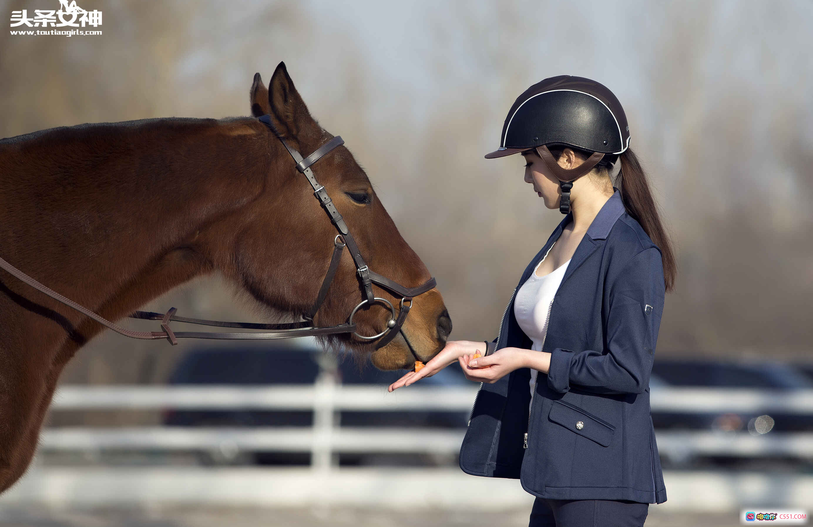 图片[2] - 优雅骑手郭婉婷马厩写真 | 黑色西装外套+紧身裤时尚造型 | 头条女神2017精选美图 - 就要吻