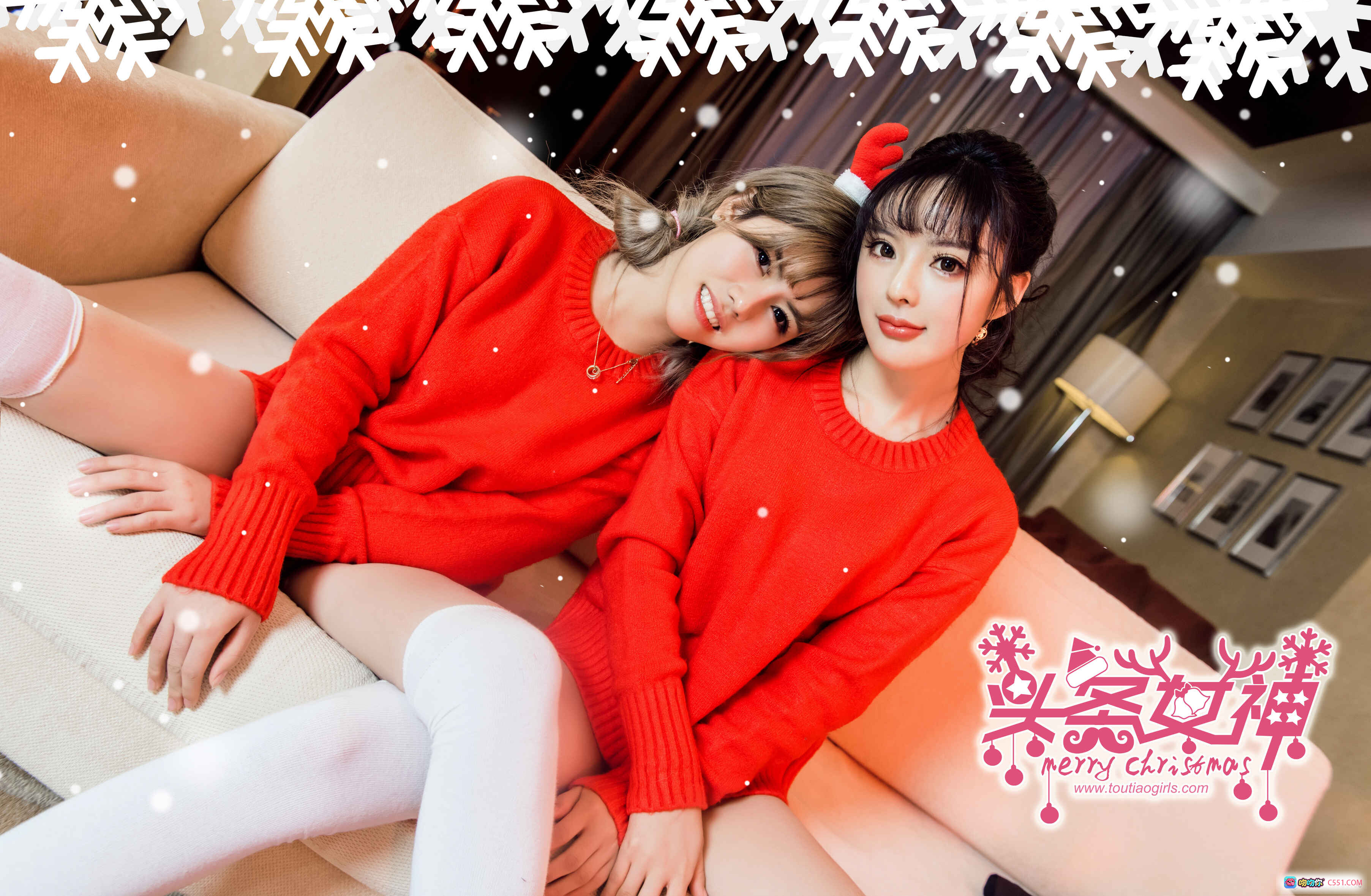 图片[3] - 周熙妍白甜2017圣诞写真｜红色毛衣+性感内衣+圣诞树背景｜头条女神圣诞特辑 - 就要吻