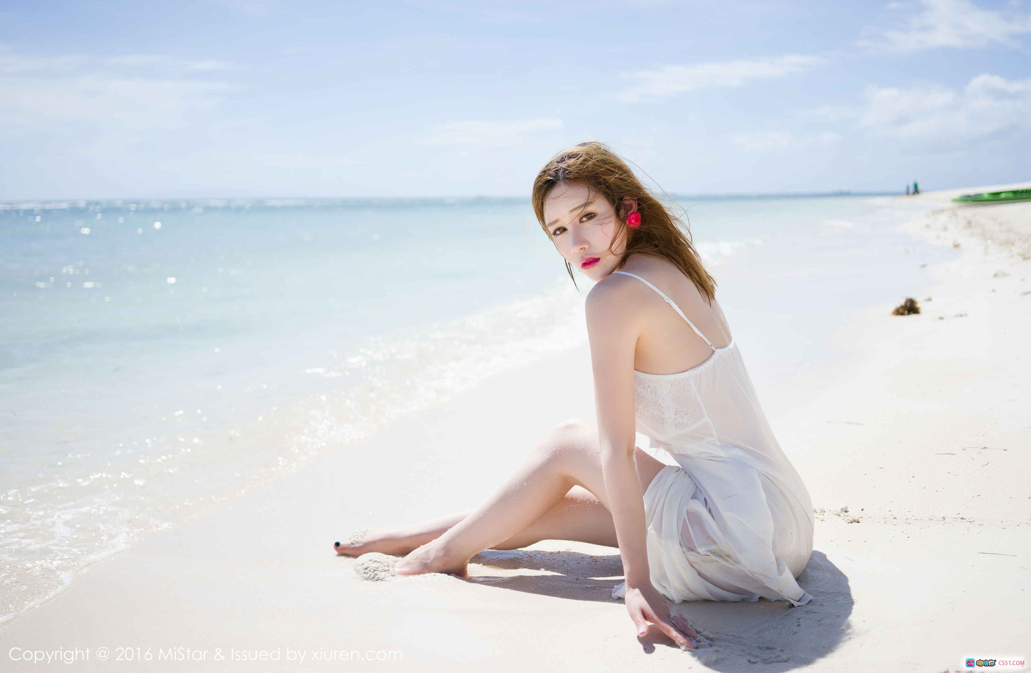 图片[3] - 于姬Una海边写真 | 白色吊带裙湿身诱惑 | MiStar VOL.056 2016高清美图 - 就要吻