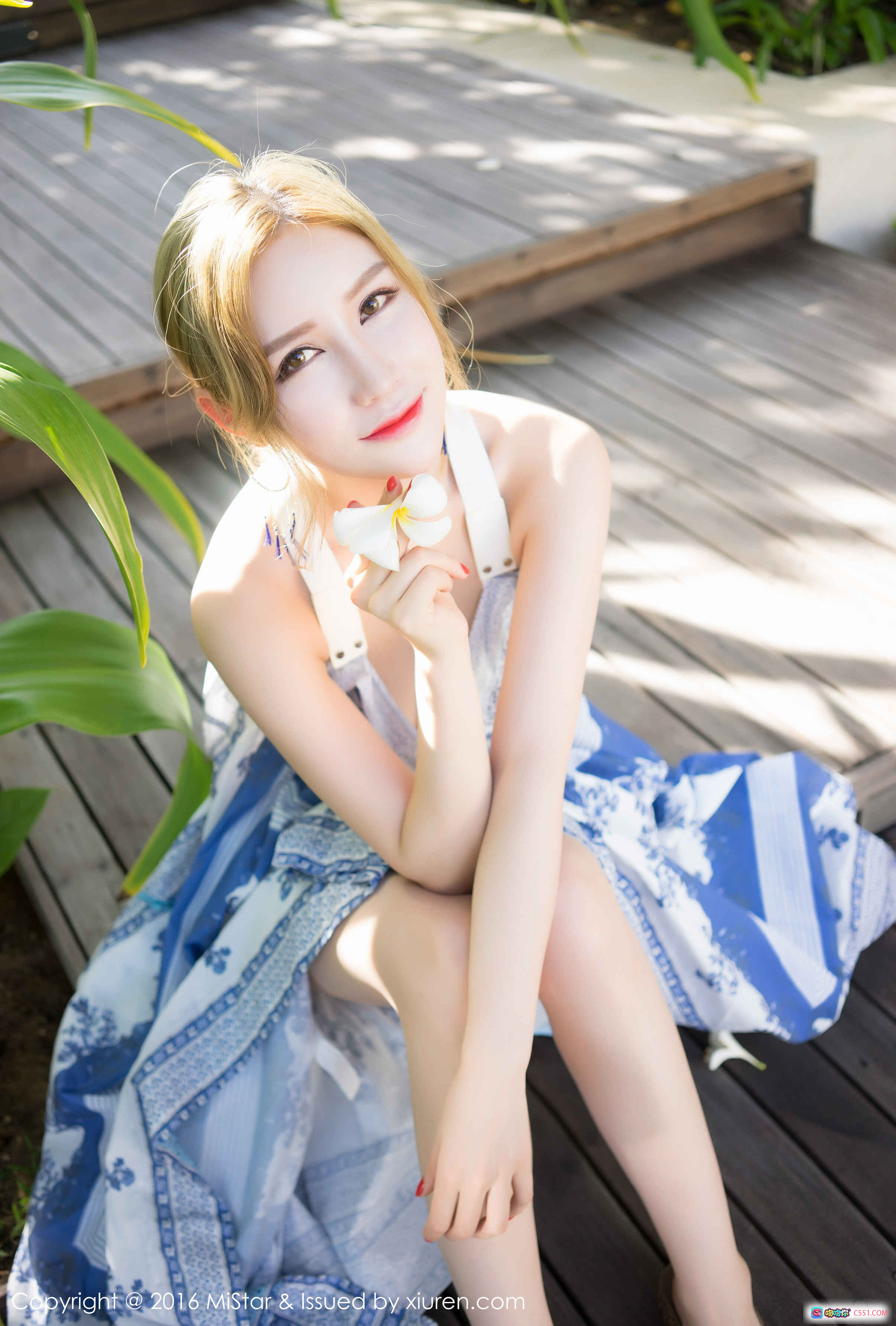 图片[6] - MiStar于姬Una蓝白印花吊带裙写真 2016年9月13日VOL.117清新自然美拍 - 就要吻