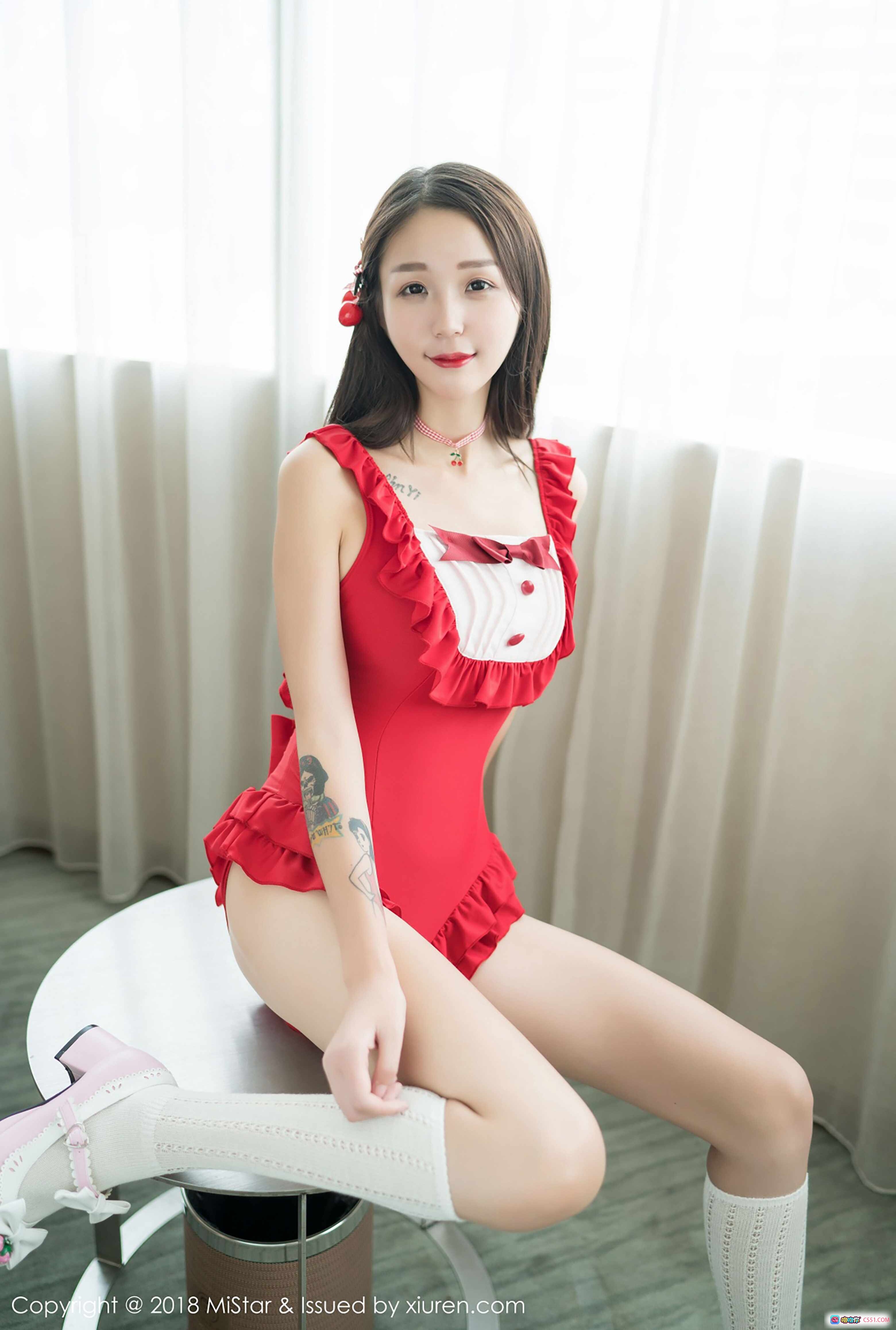 图片[10] - 白沫性感写真 | 红色蕾丝内衣 | 樱桃发饰 | 美腿跪姿 | MiStar Vol.258 2018高清图集 - 就要吻