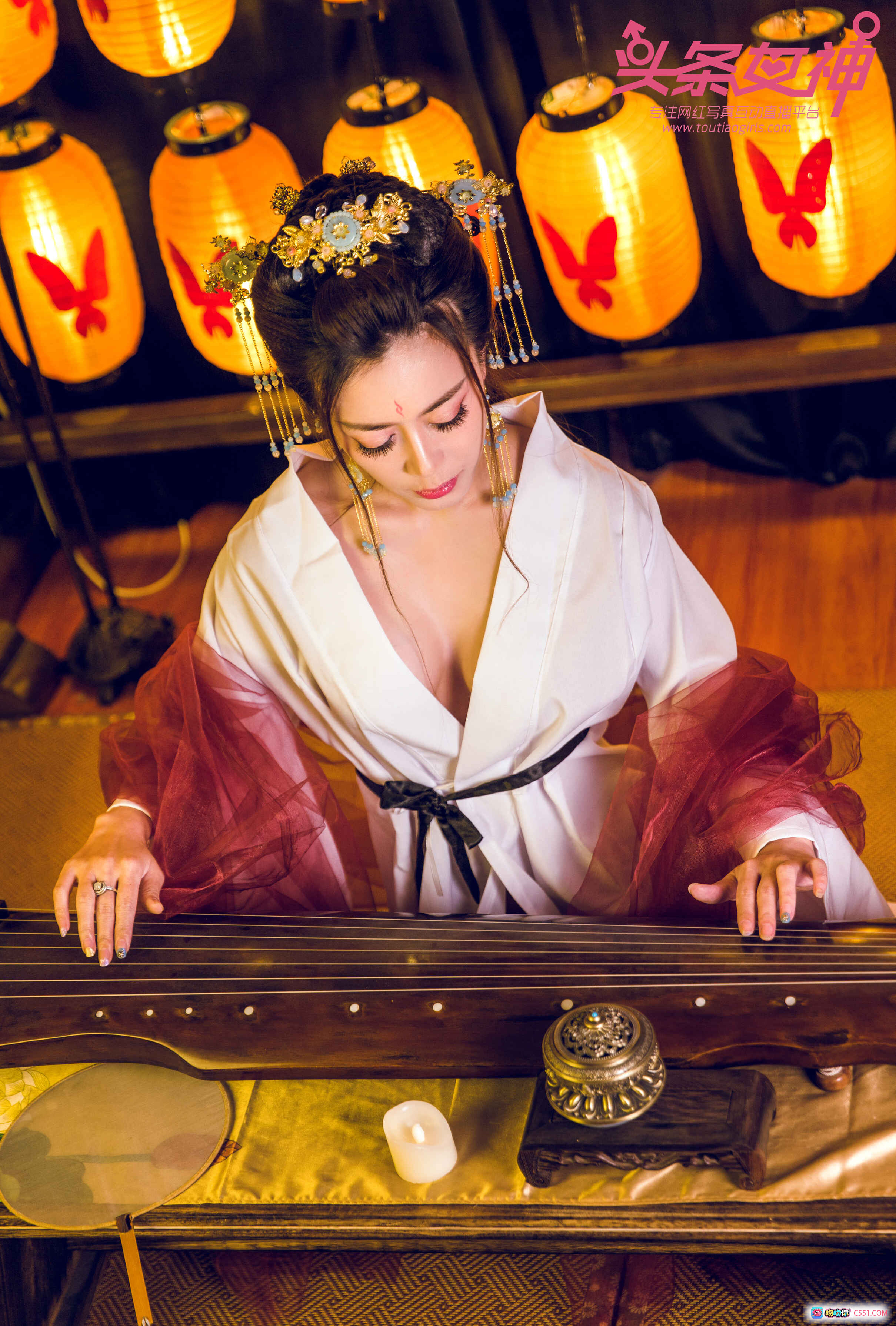 图片[5] - 头条女神萱宸古风写真｜红灯笼蝴蝶灯饰｜汉服美人｜古典妆容发饰｜优雅持扇｜2017年10月31日精选26P - 就要吻