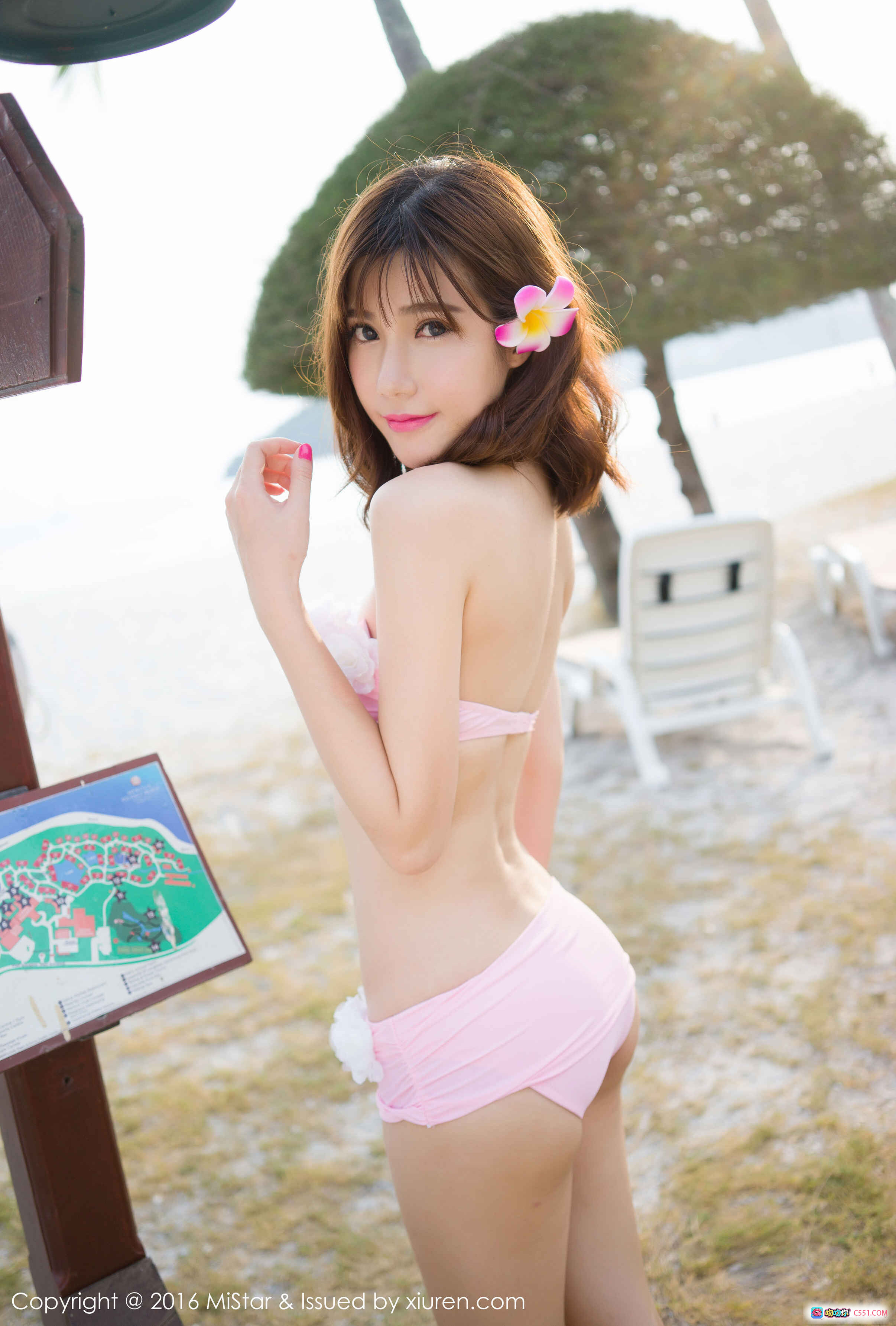 图片[6] - Sandy陈天扬海滩写真 | 薄荷绿镂空钩针泳衣 | 红花发饰侧颜杀 | MiStar2016 VOL.088高清美图 - 就要吻