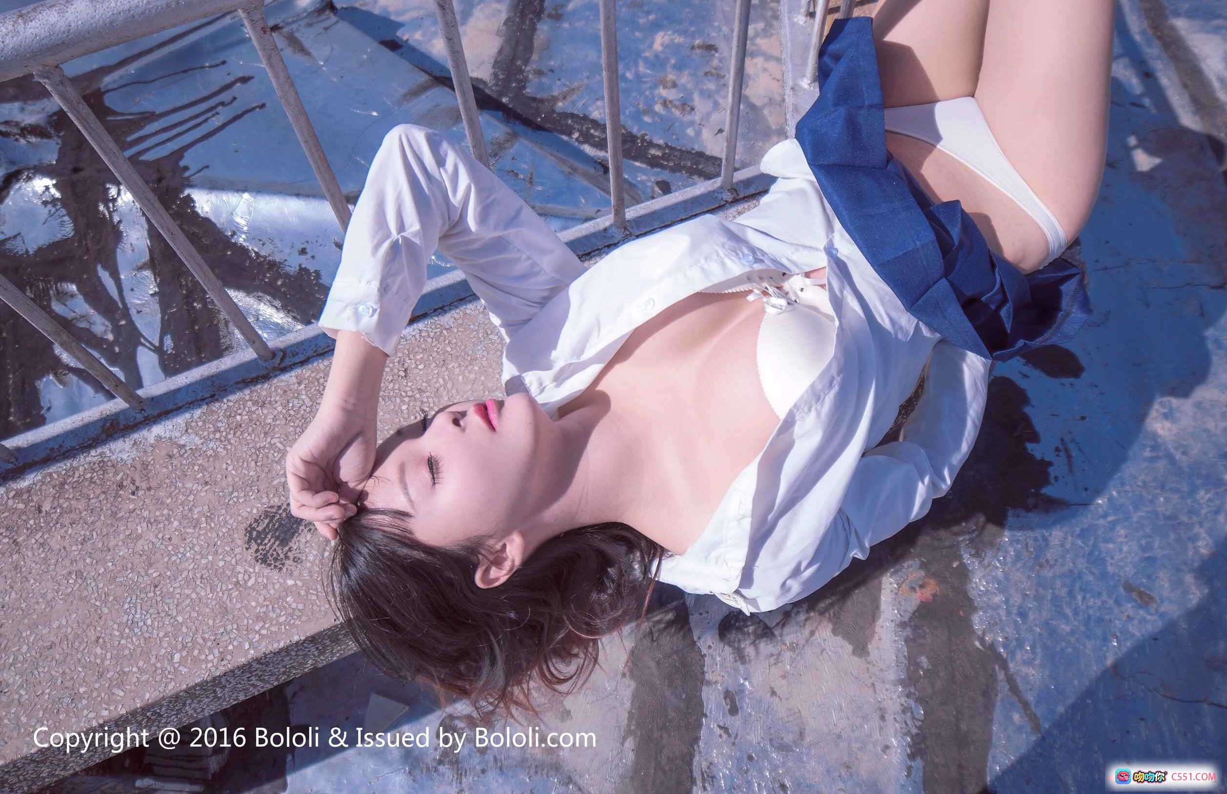 图片[6] - BoLoli波萝社VOL.055菟菟白内衣蓝裙海边写真 清新自然少女风性感美拍 - 就要吻