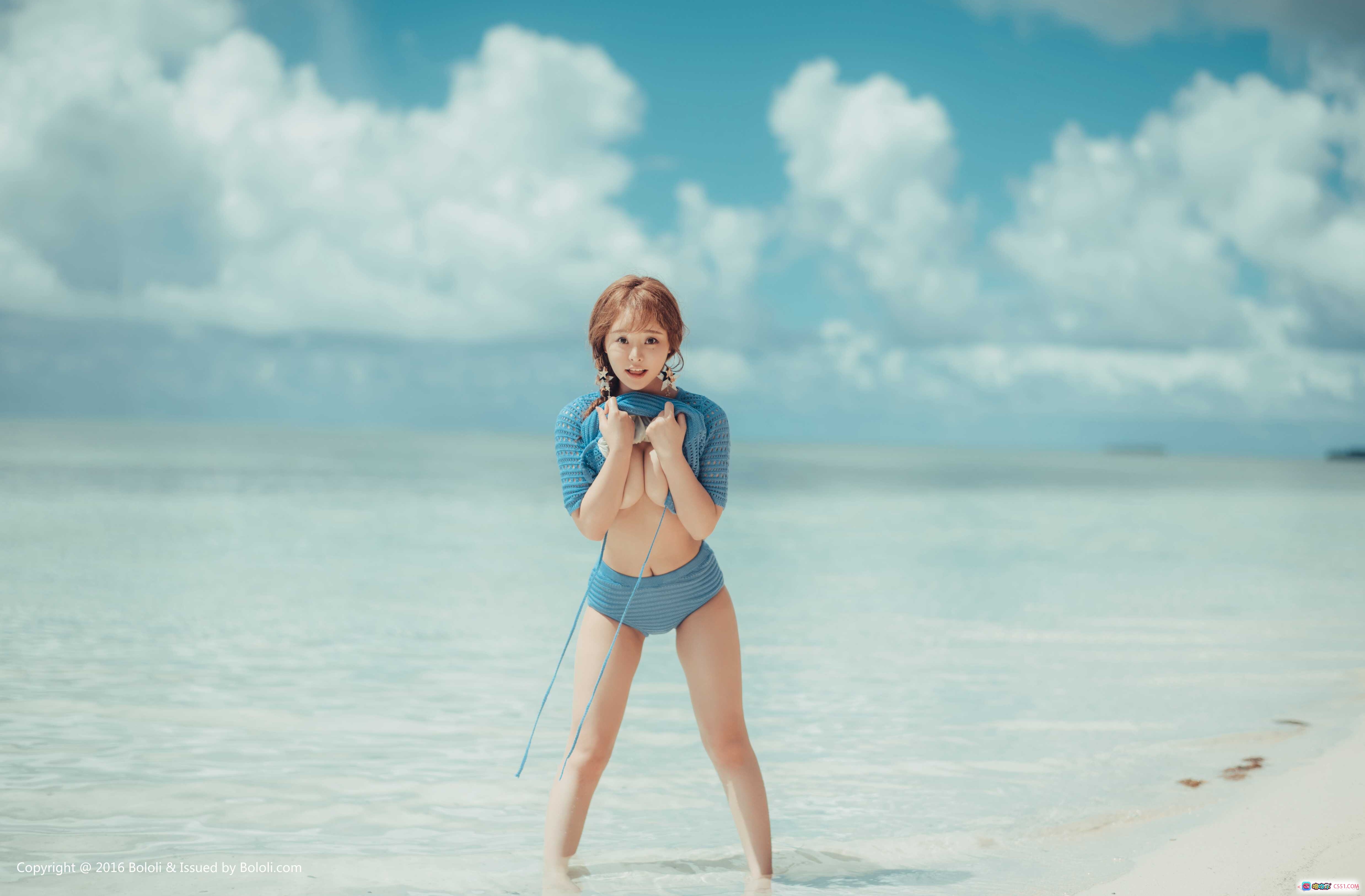 柳侑绮海中少女写真 | BoLoLi波萝社VOL.126 | 蓝色泳衣沙滩海边清新自然风 | 2017.10.30高清37P - 就要吻
