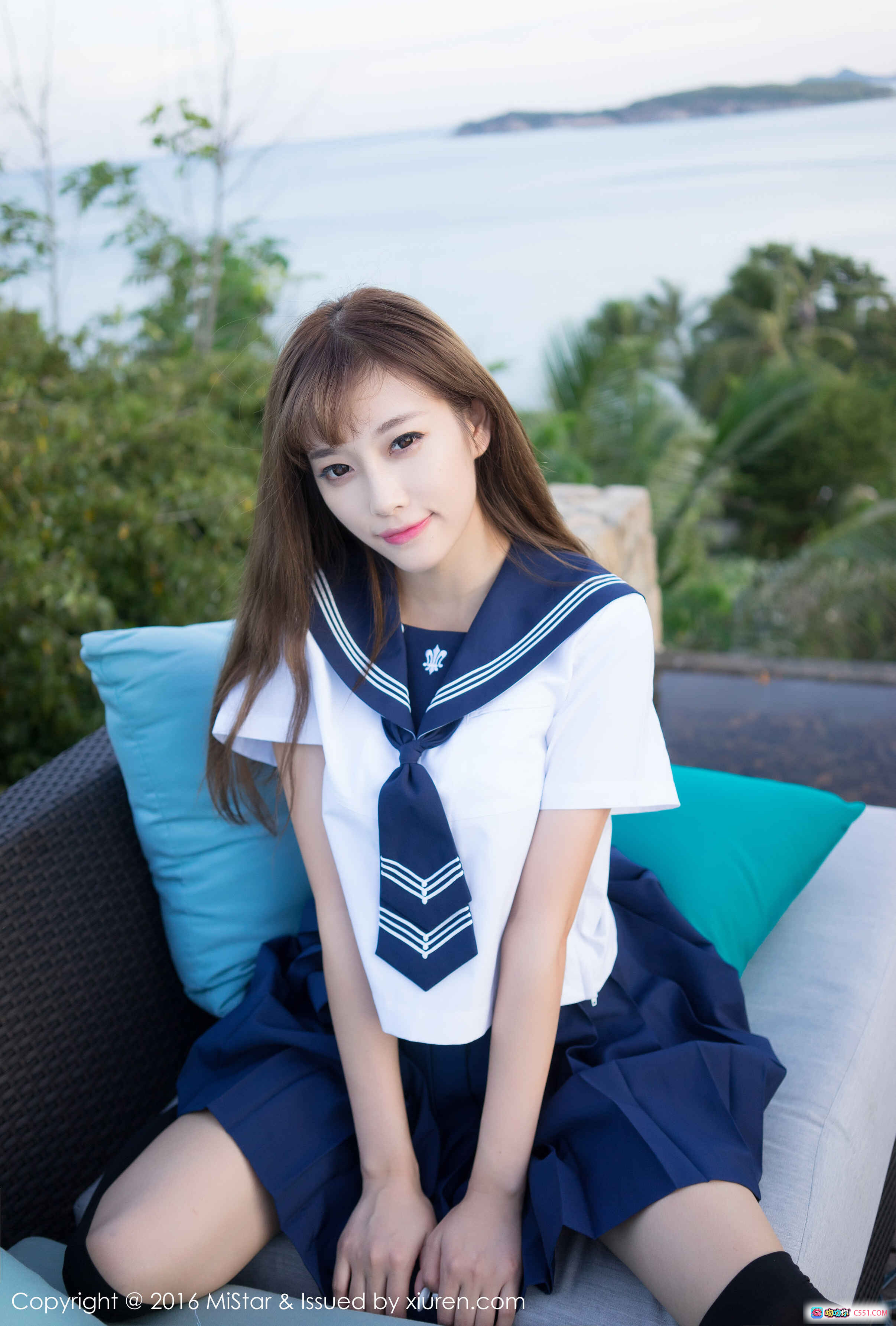 图片[5] - MiStar VOL.134 Sugar小甜心CC 绿白波点比基尼泳装写真 甜美长发户外沙发摆拍 2016高清美图 - 就要吻