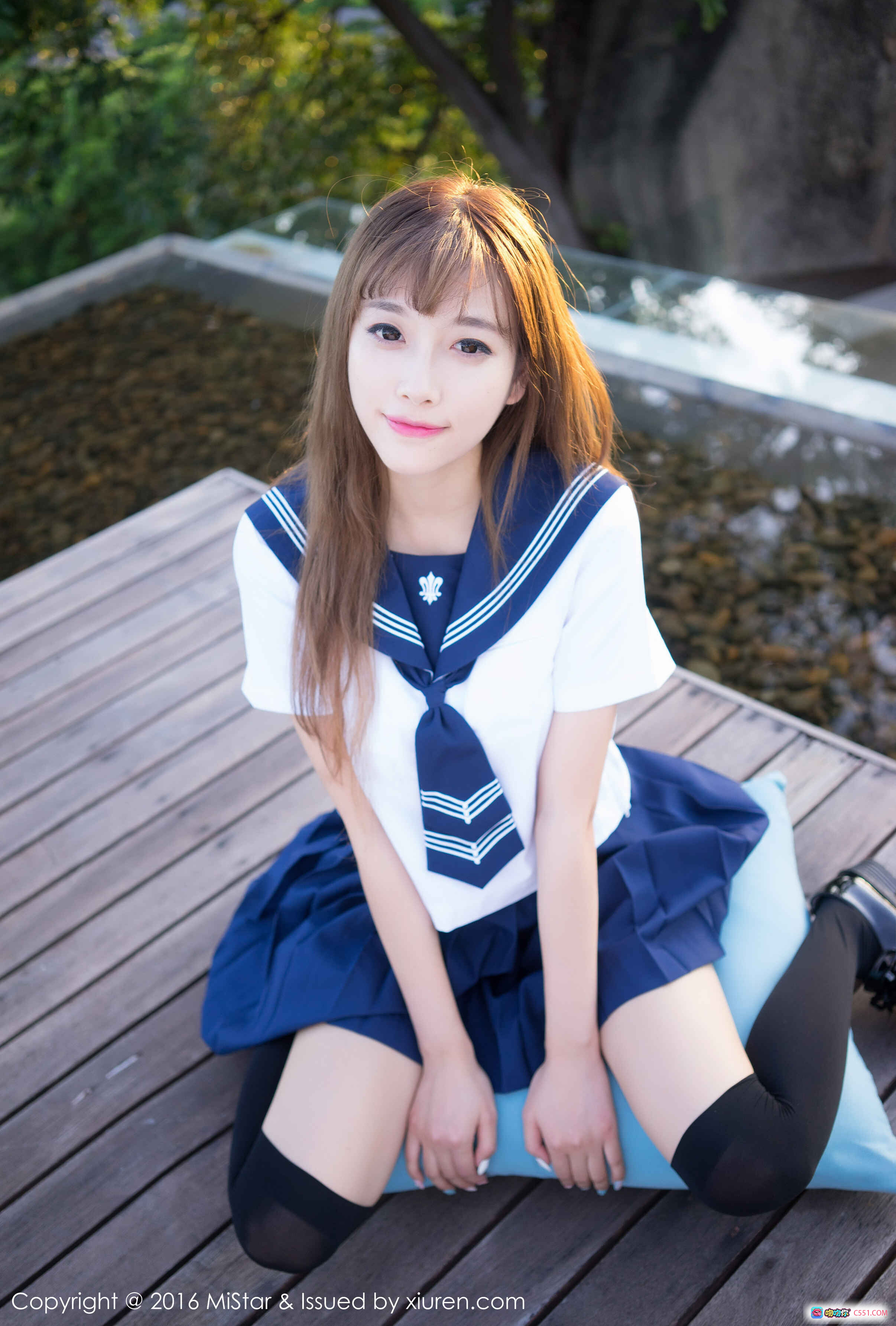 图片[2] - MiStar VOL.134 Sugar小甜心CC 绿白波点比基尼泳装写真 甜美长发户外沙发摆拍 2016高清美图 - 就要吻