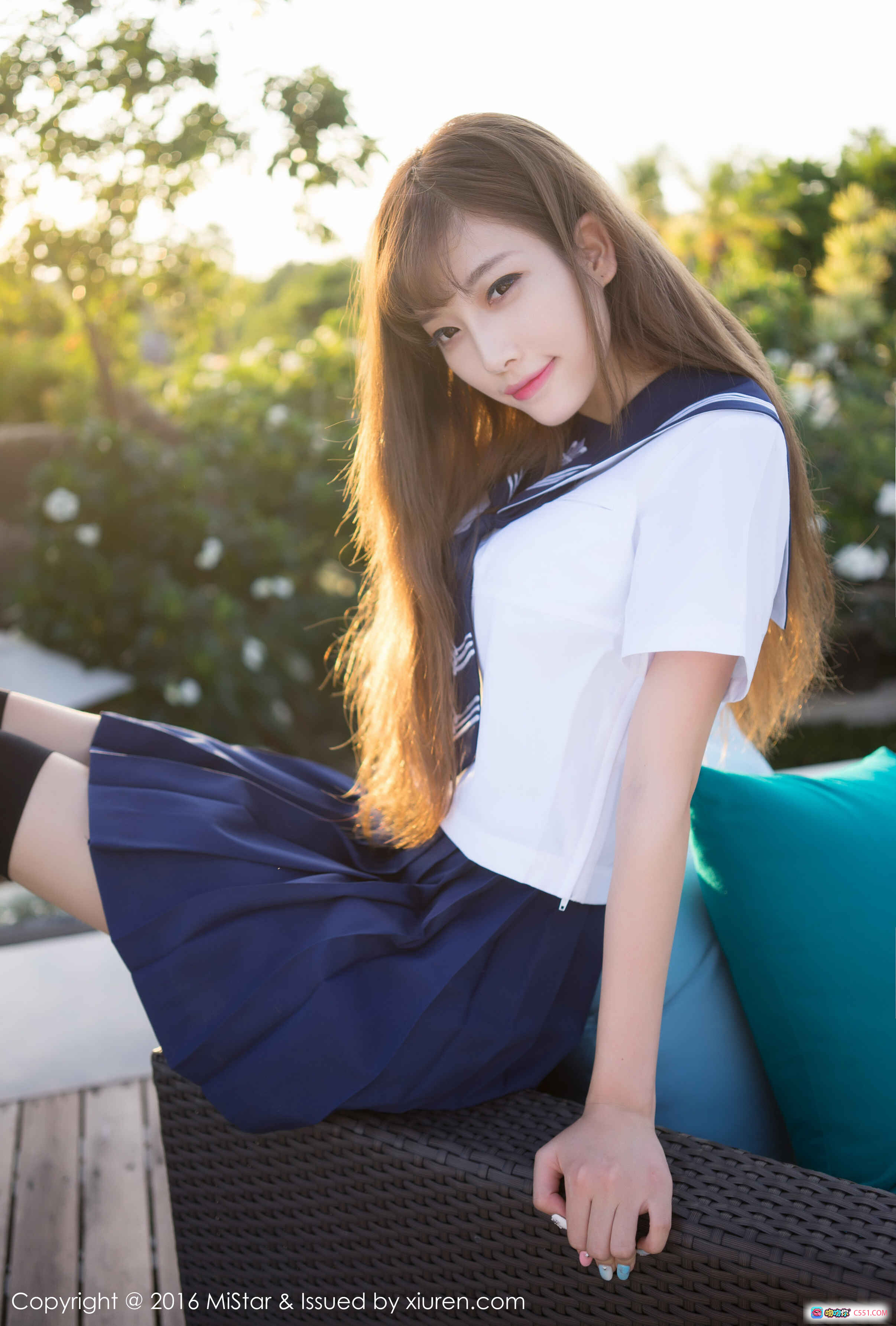 图片[10] - MiStar VOL.134 Sugar小甜心CC 绿白波点比基尼泳装写真 甜美长发户外沙发摆拍 2016高清美图 - 就要吻