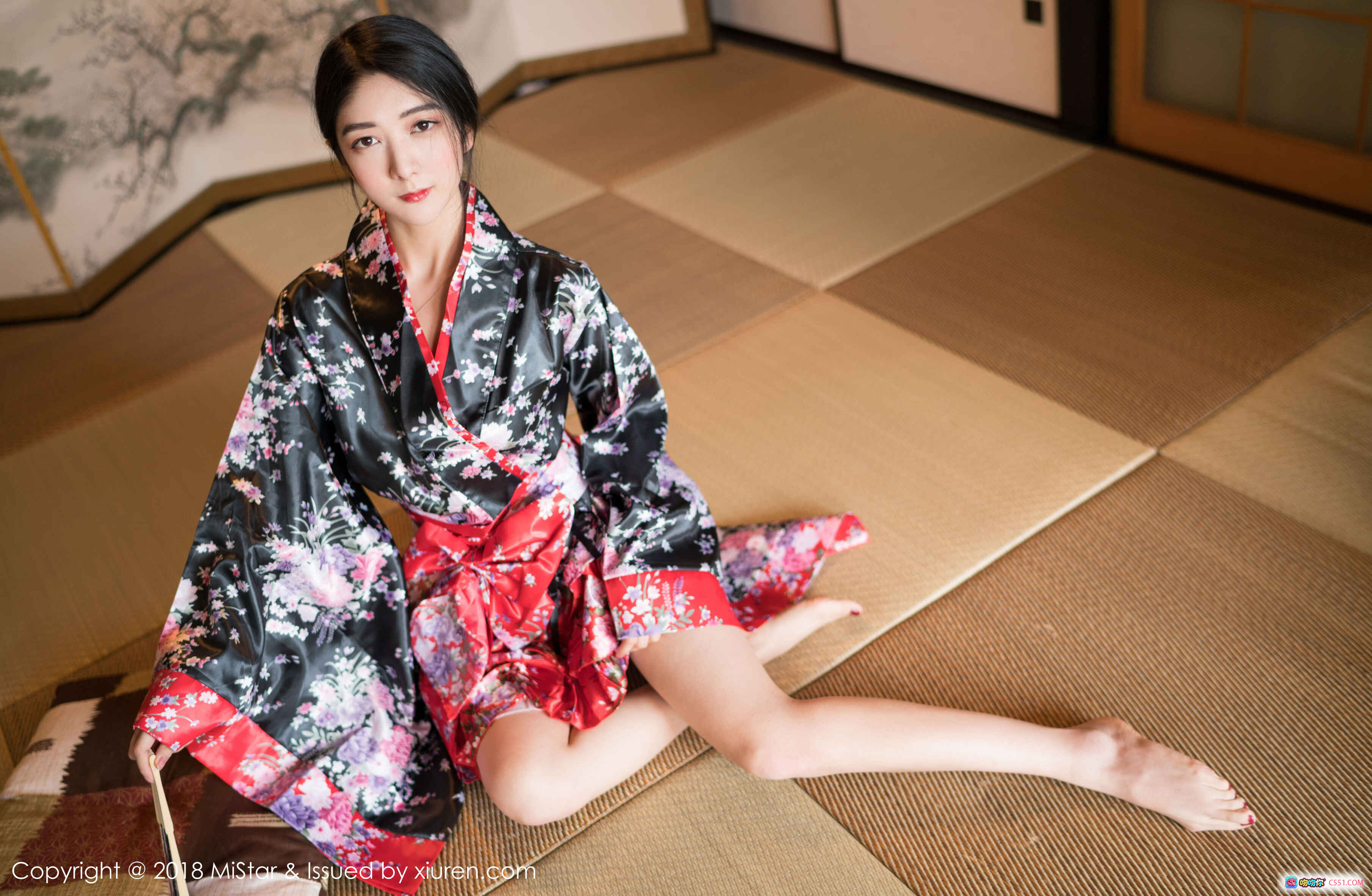图片[5] - MiStar 2018.02.28 VOL.213 小热巴 日式和风写真 红黑樱花浴衣 美腿坐姿 东方古典美学 柔美气质室内摄影 - 就要吻