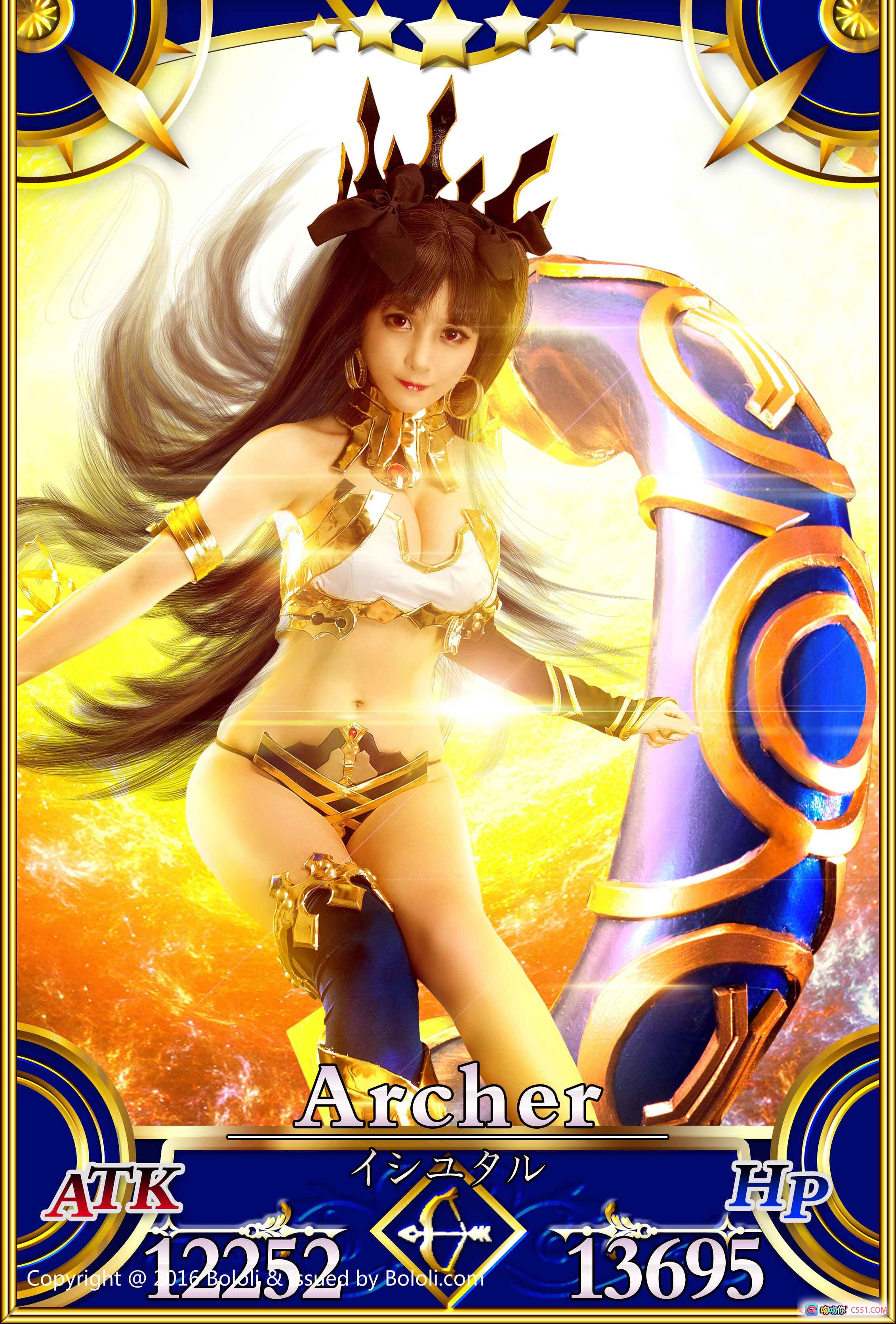夏美酱Archer角色卡｜金色战甲+华丽头饰+高颜值COS｜ATK12252 HP13695｜BoLoli波萝社VOL.041限定版 - 就要吻