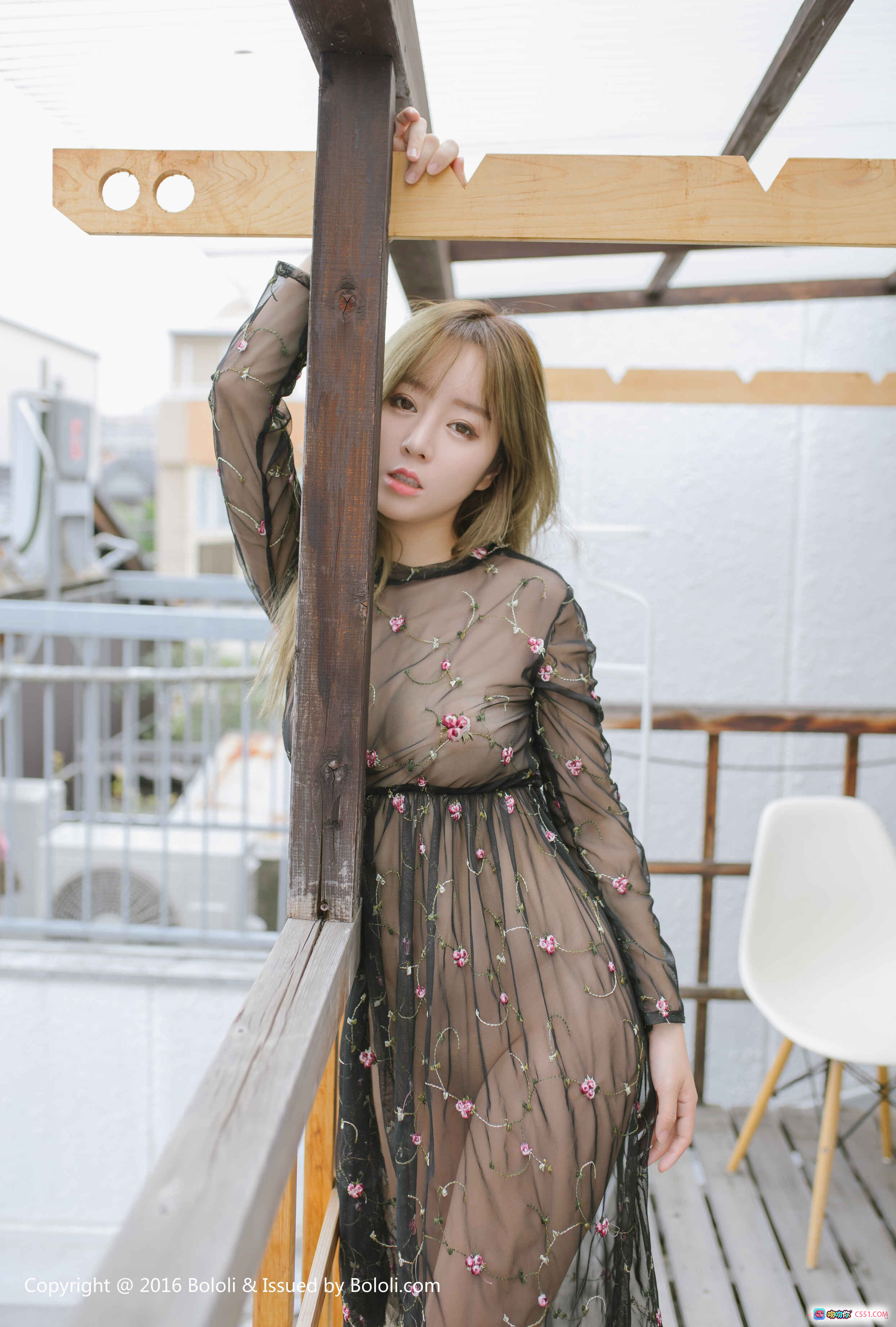 图片[3] - 王雨纯黑纱透视裙写真 | BoLoli波萝社VOL.098 | 花纹刺绣长裙阳台拍摄 | 2017年8月7日高清55P - 就要吻