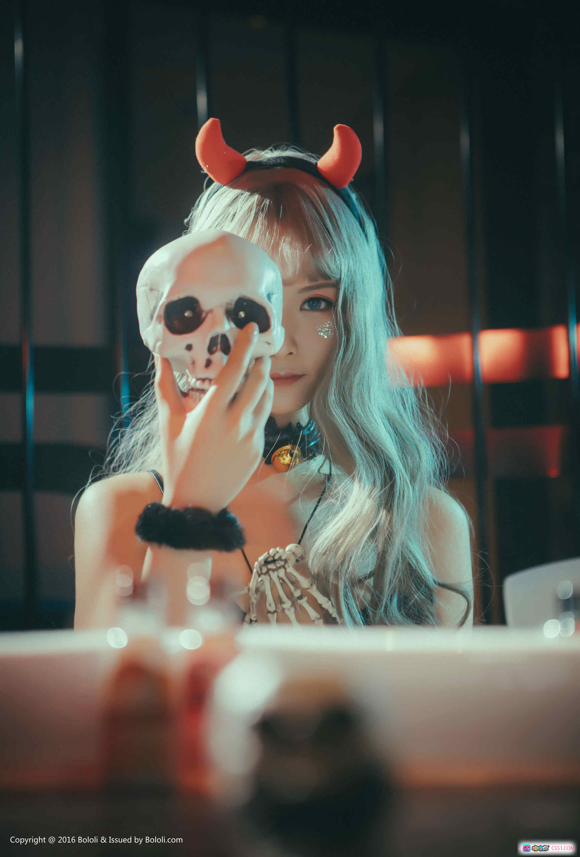 图片[9] - BoLoli波萝社VOL.085黑黑性感恶魔写真·蕾丝内衣+牛角发饰+铁笼囚禁风·30P高清图集 - 就要吻